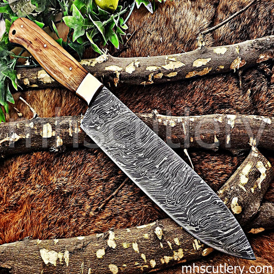 Handmade Damascus Steel Kitchen Knife / Koa Handle | mhscutlery