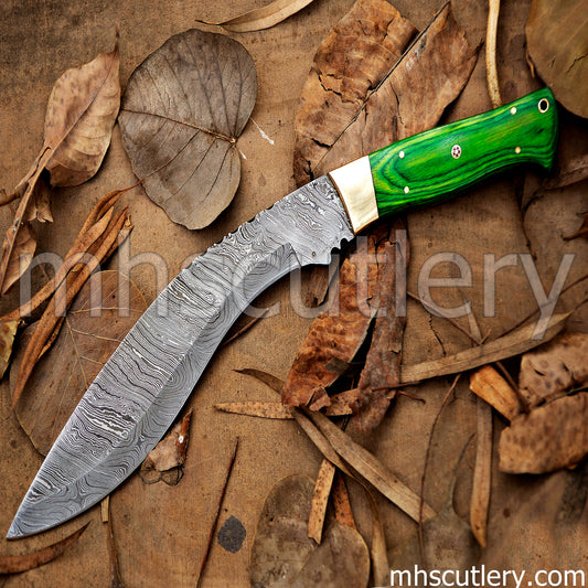 Hand Forged Damascus Steel Tactical Survival Kukri Knife | mhscutlery