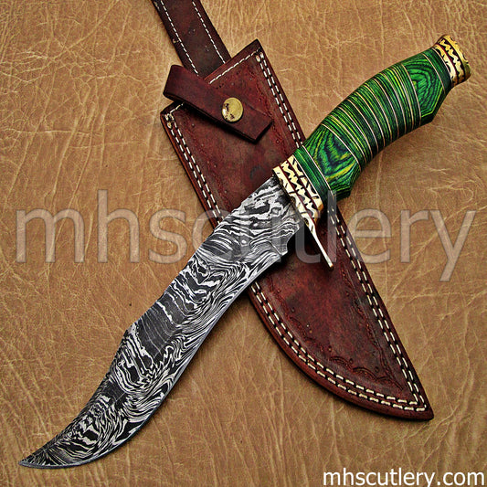 Custom Handmade Damascus Steel Tactical Hunting Knife | mhscutlery