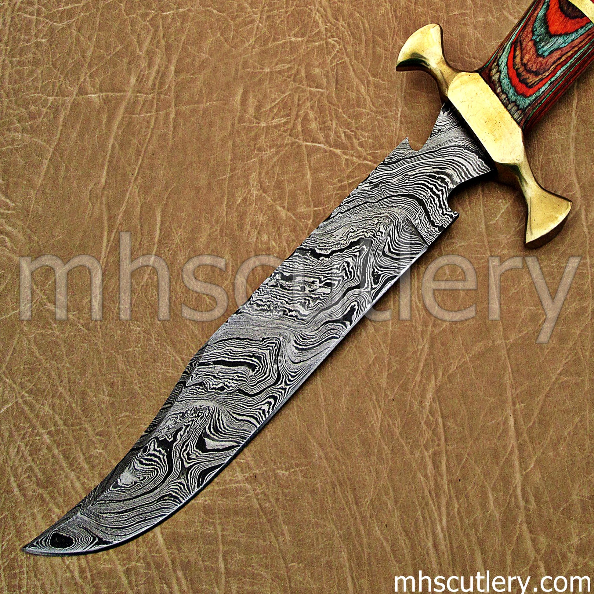 Custom Hand Forged Damascus Steel Vampire Hunter Knife | mhscutlery
