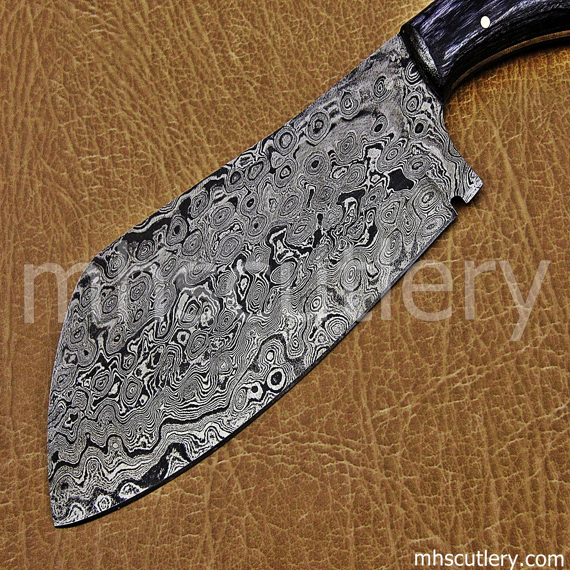 Custom Hand Forged Raindrop Damascus Steel Heavy Cleaver | mhscutlery