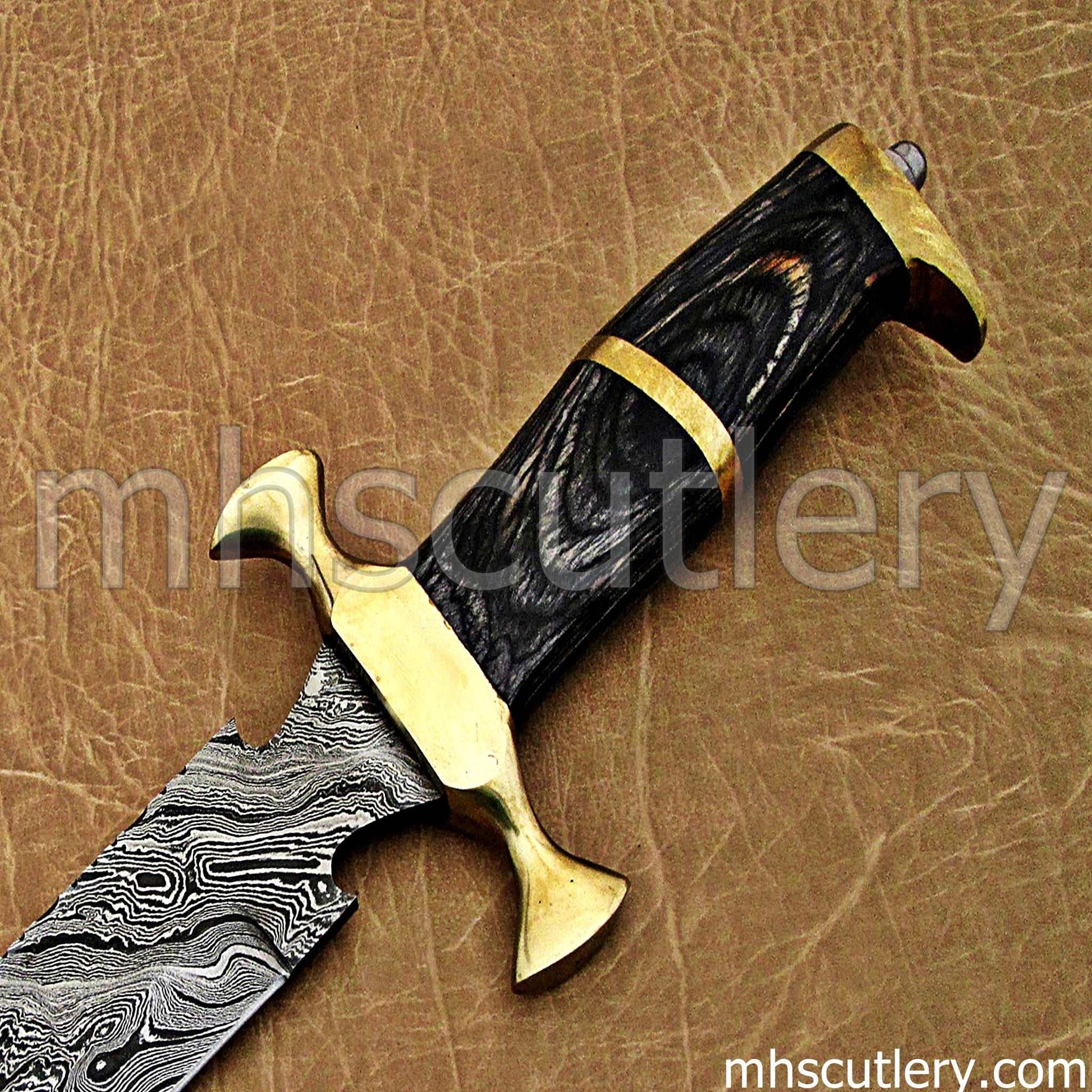 Custom Hand Forged Damascus Steel Spartan Bowie | mhscutlery