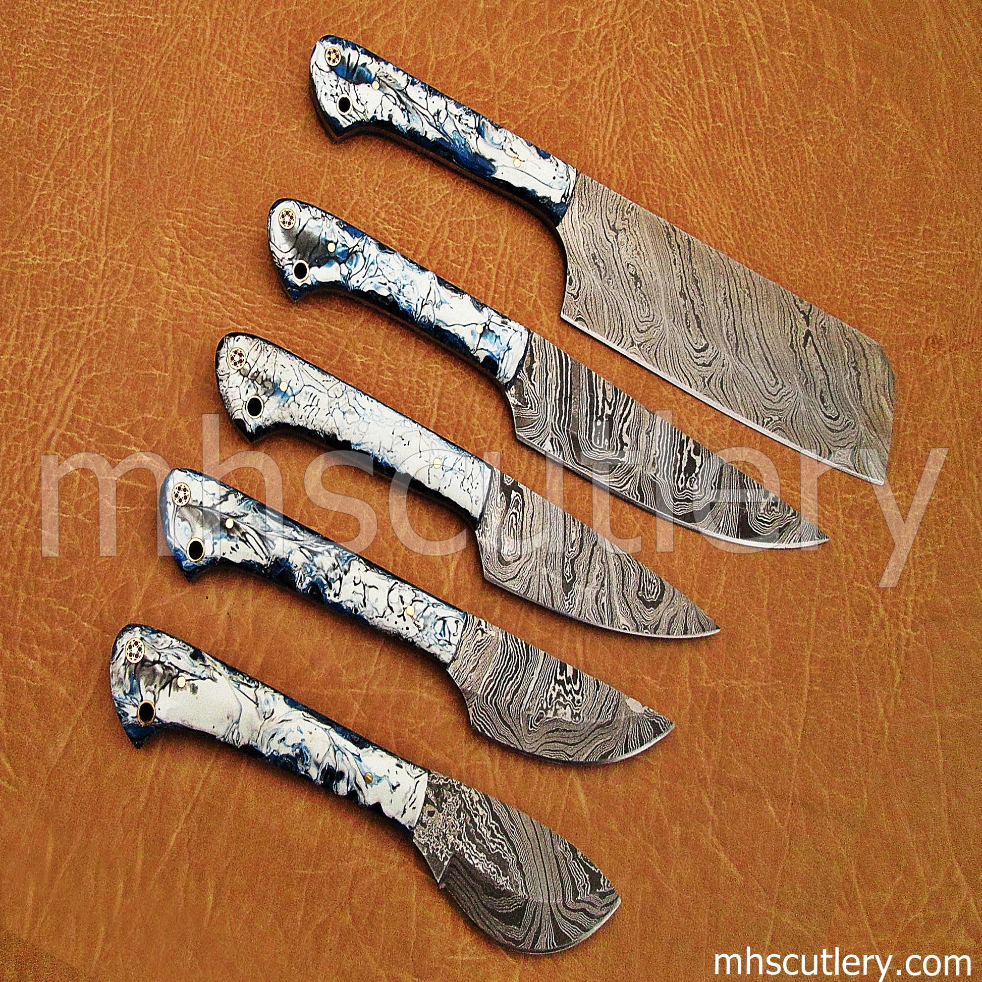 Hand Forged Damascus Steel Chef Set / 5 Pcs | mhscutlery