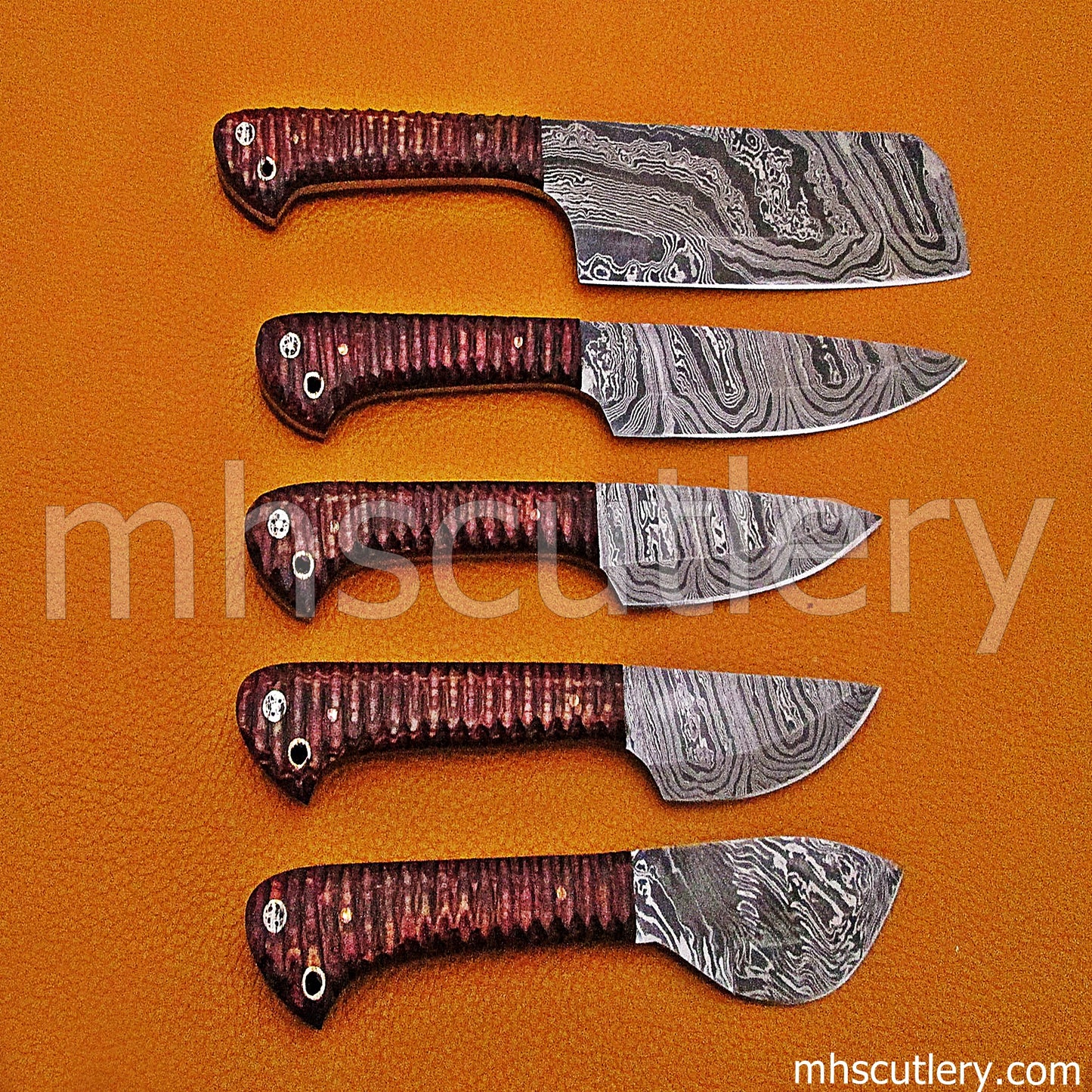 Damascus Steel Chef Knife Set / 5 Pcs | mhscutlery