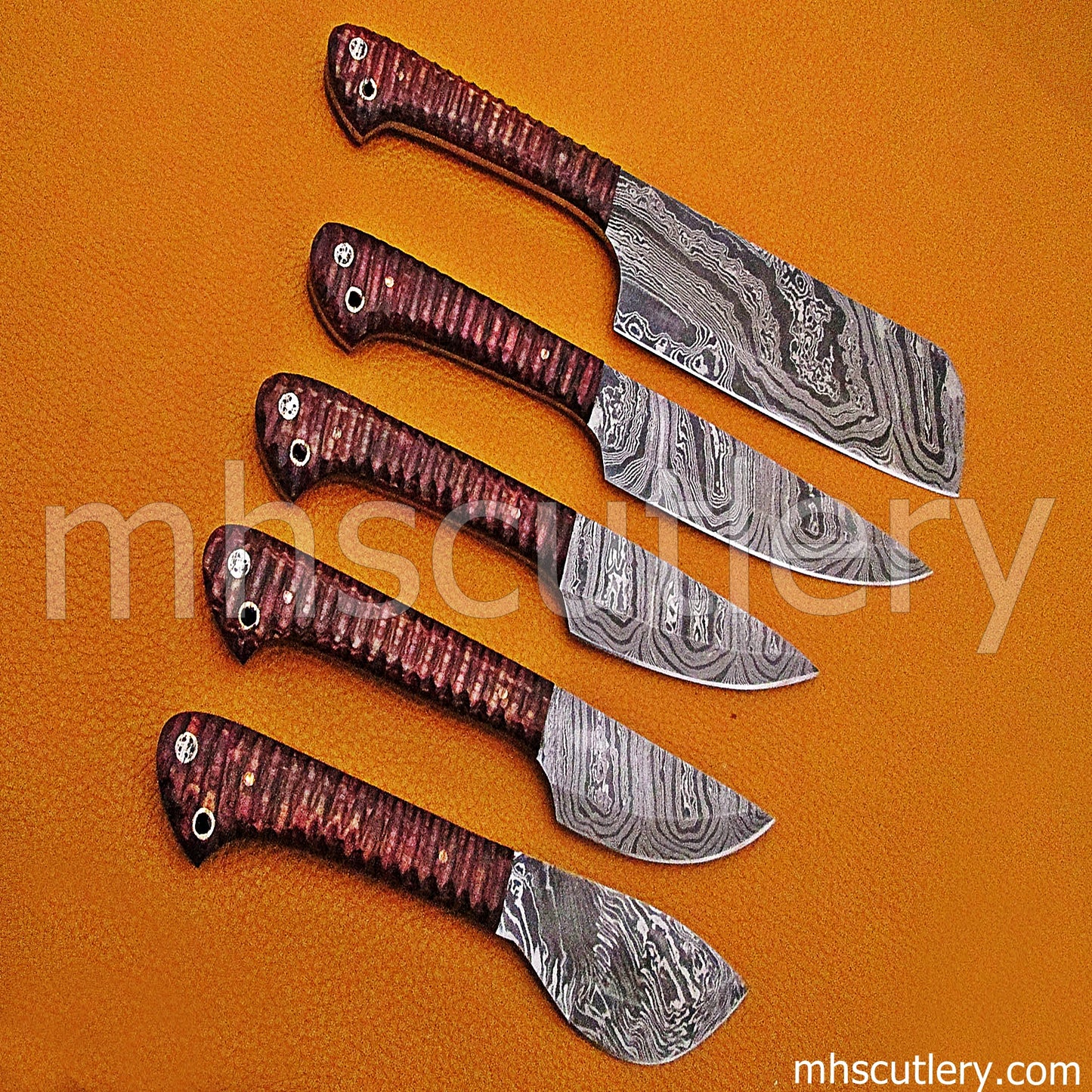 Damascus Steel Chef Knife Set / 5 Pcs | mhscutlery