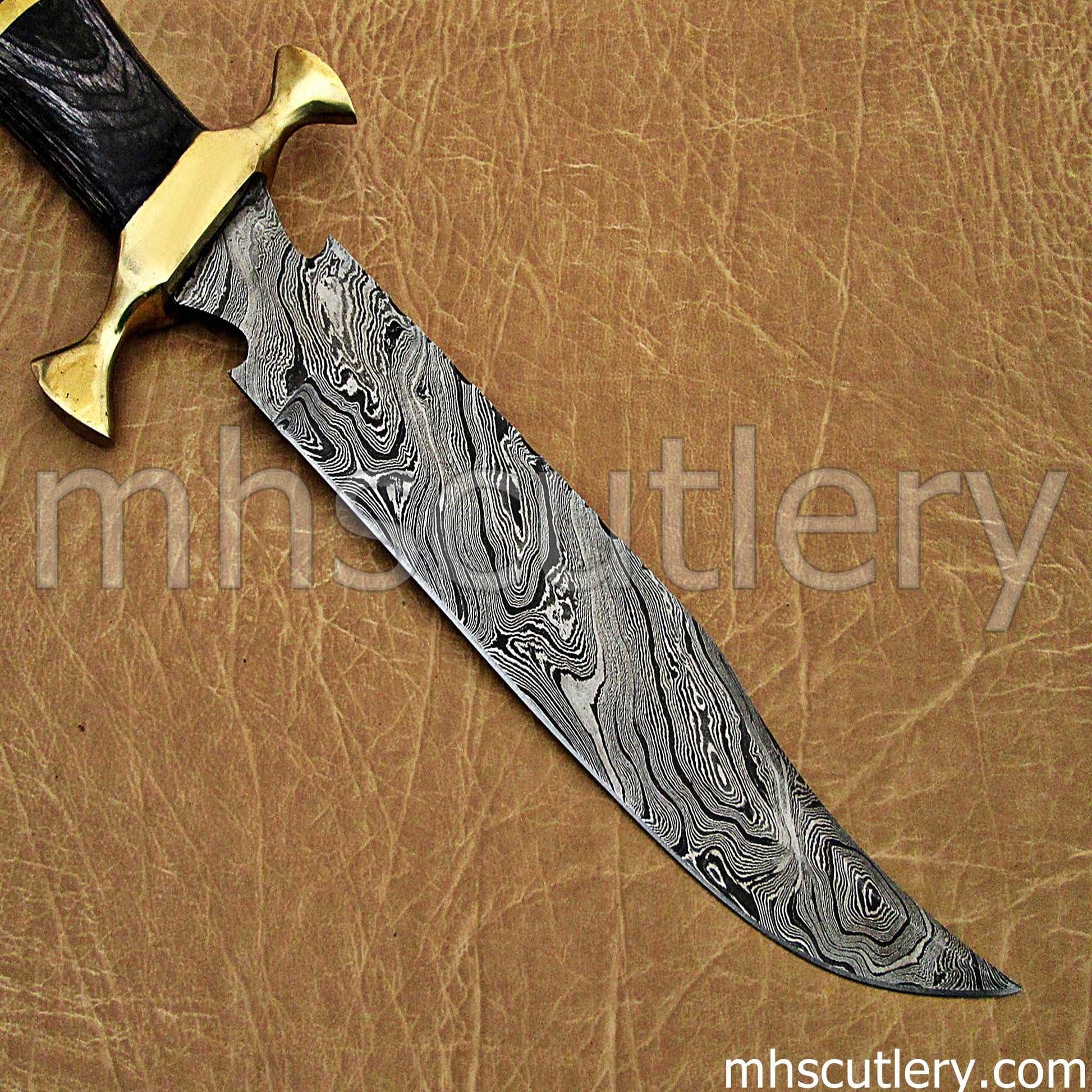 Custom Hand Forged Damascus Steel Spartan Bowie | mhscutlery