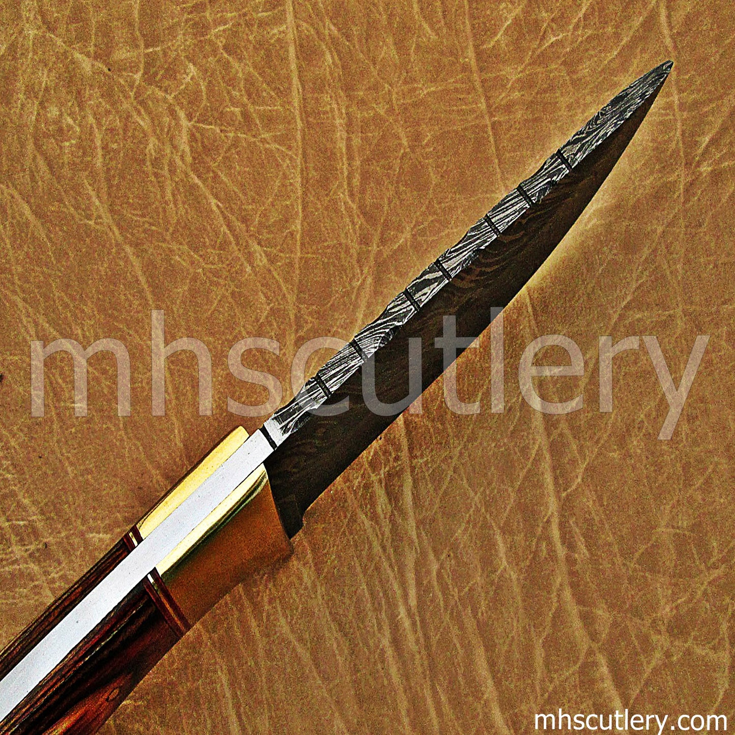 Damascus Steel Fancy Hunter / Pakka Wood Handle | mhscutlery