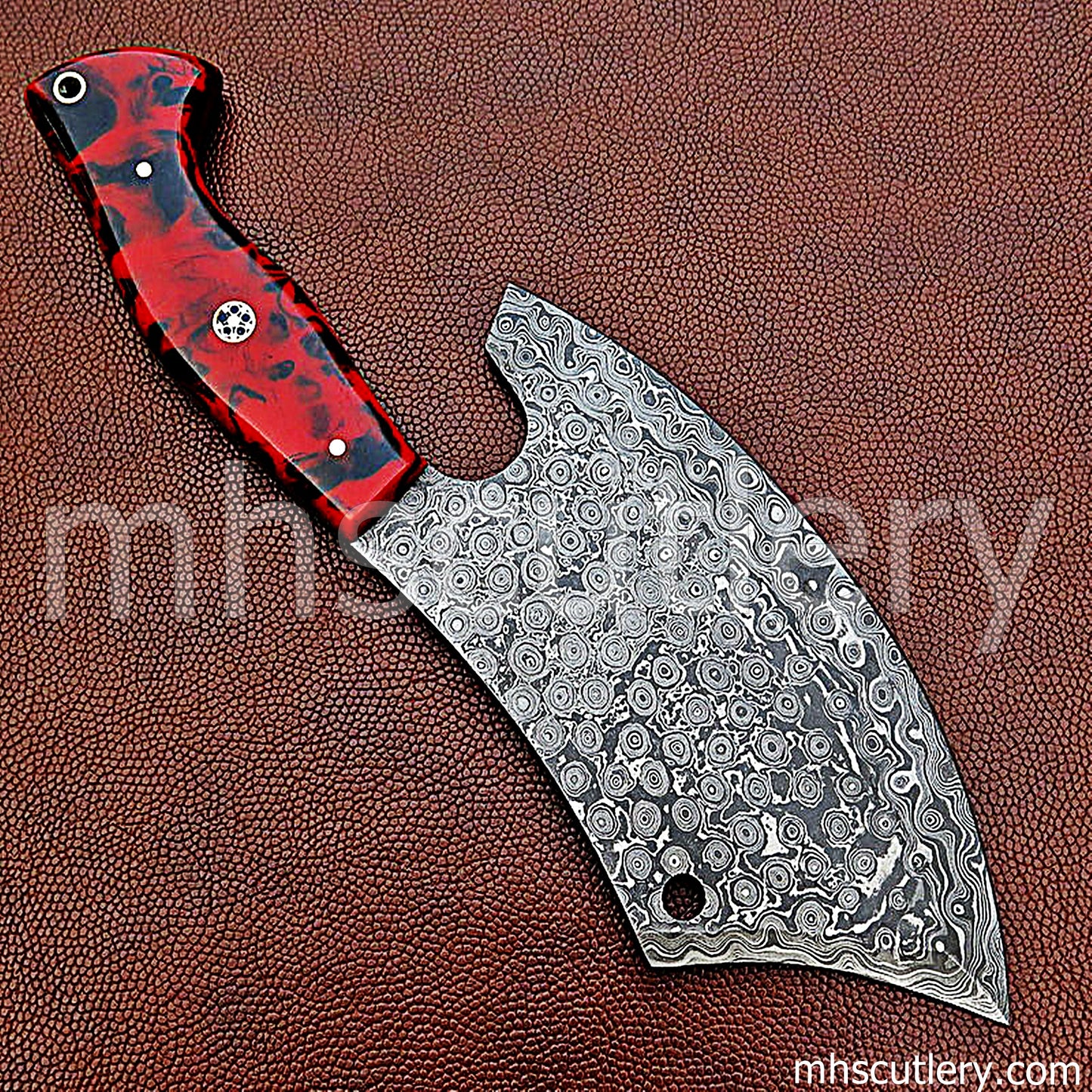 Raindrop Damascus Steel Kitchen's Chef Cleaver Knife / Resin Handle | mhscutlery