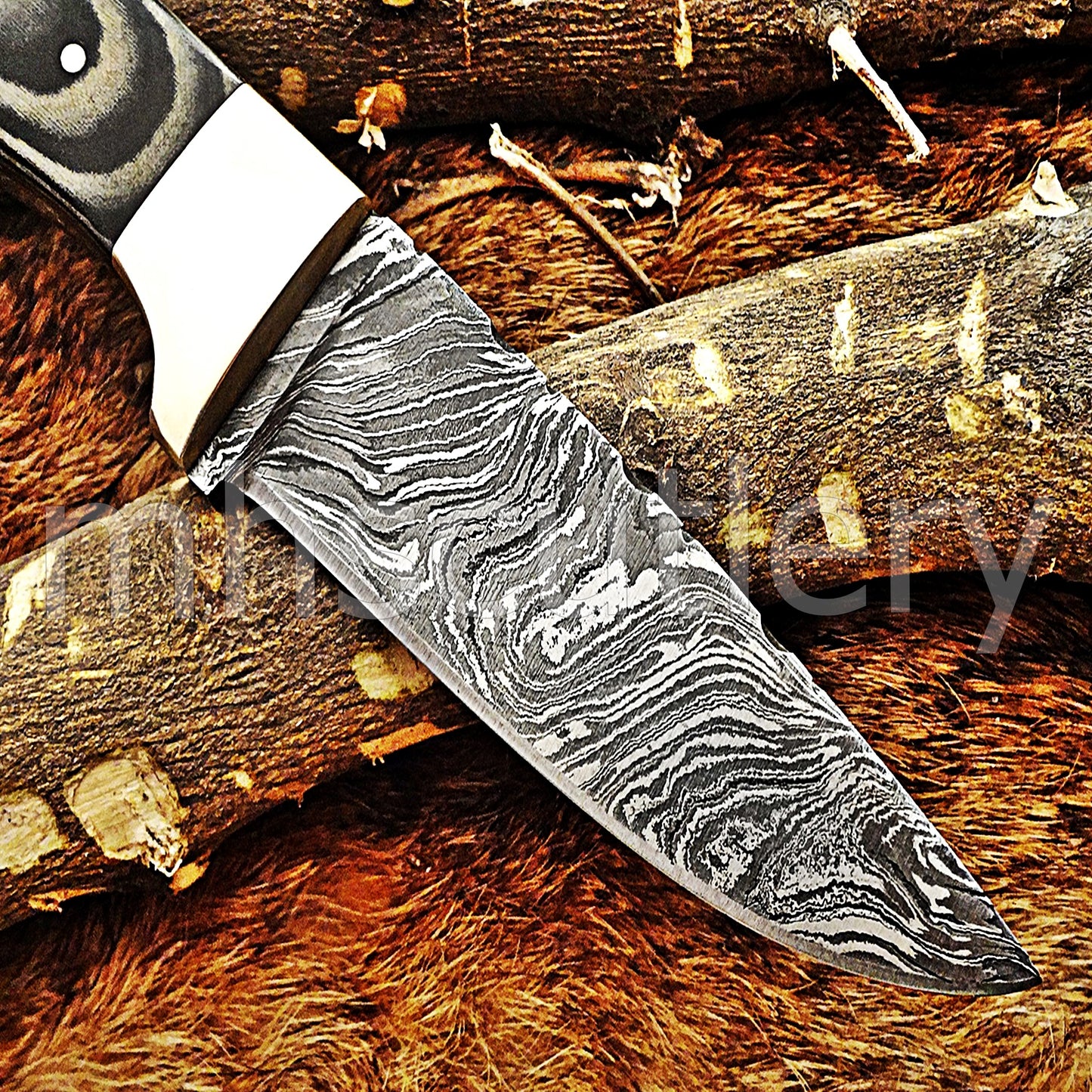 Damascus Steel Hunting Skinner Fixed Blade With Micarta Handle | mhscutlery