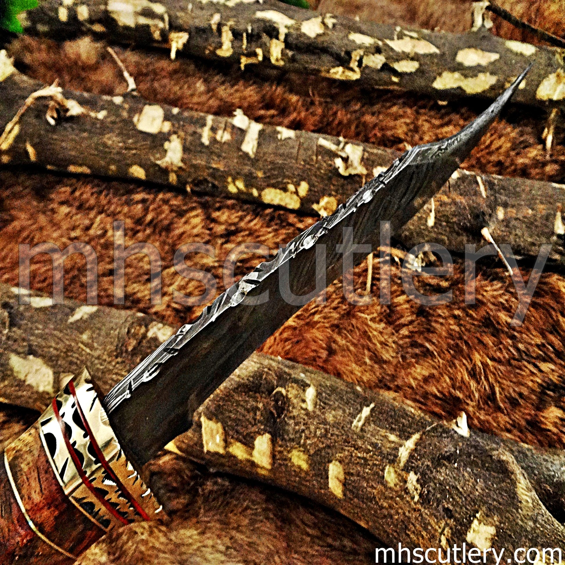Hand Forged Damascus Steel Bowie Hunting Knife / Fancy Handle | mhscutlery