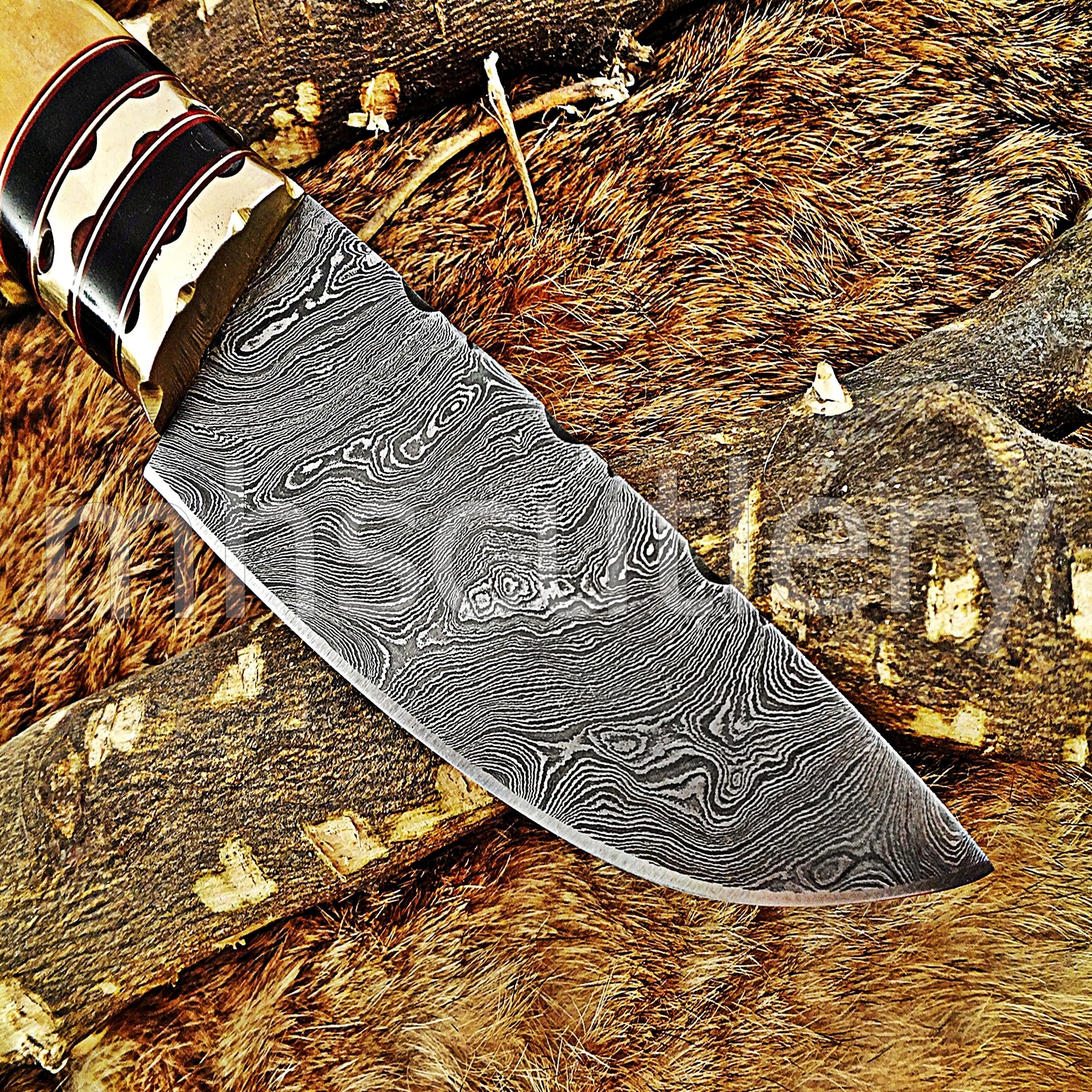 Handmade Damascus Steel Hunting Skinner Rat Tail Knife | mhscutlery