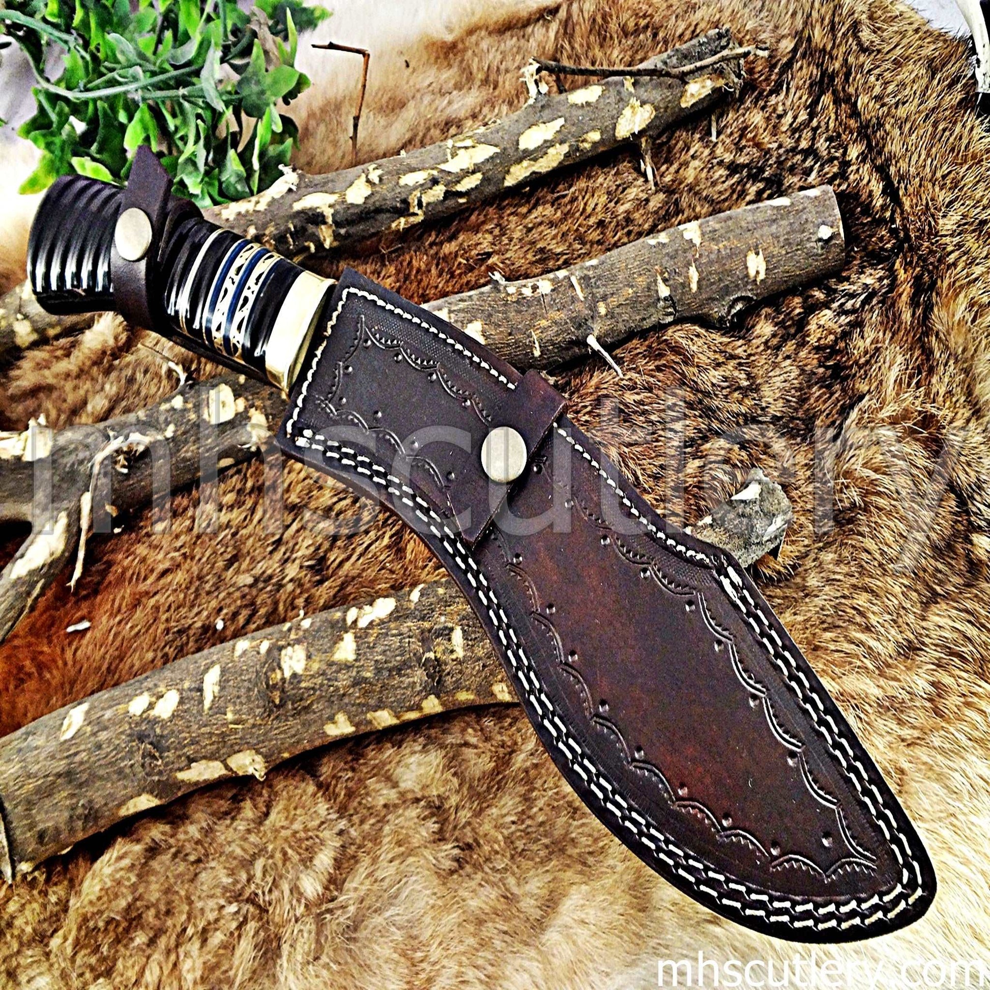 Custom Hand Forged Damascus Steel Hunter Kukri | mhscutlery