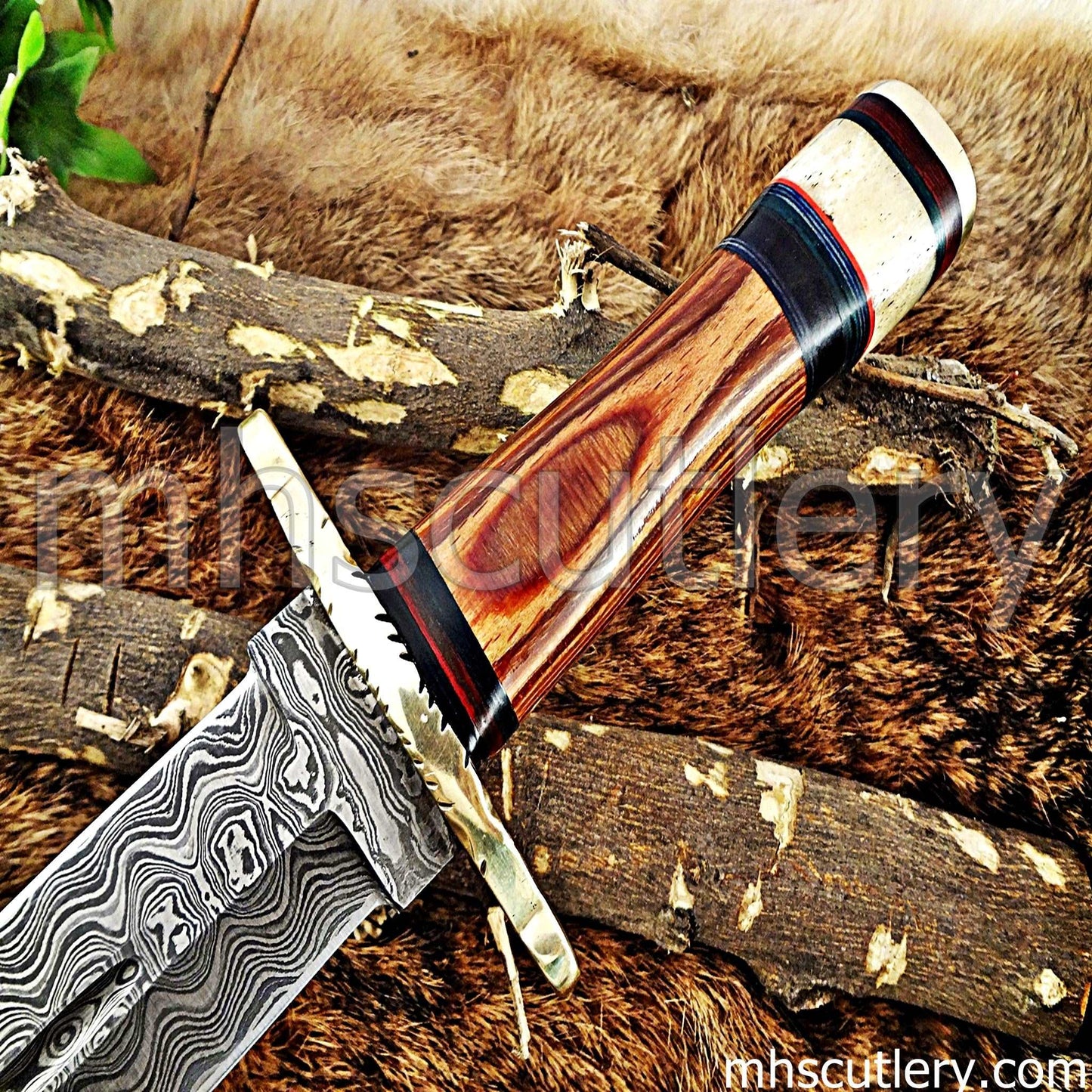 Custom Hand Forged Damascus Steel Hunter Dagger Knife | mhscutlery