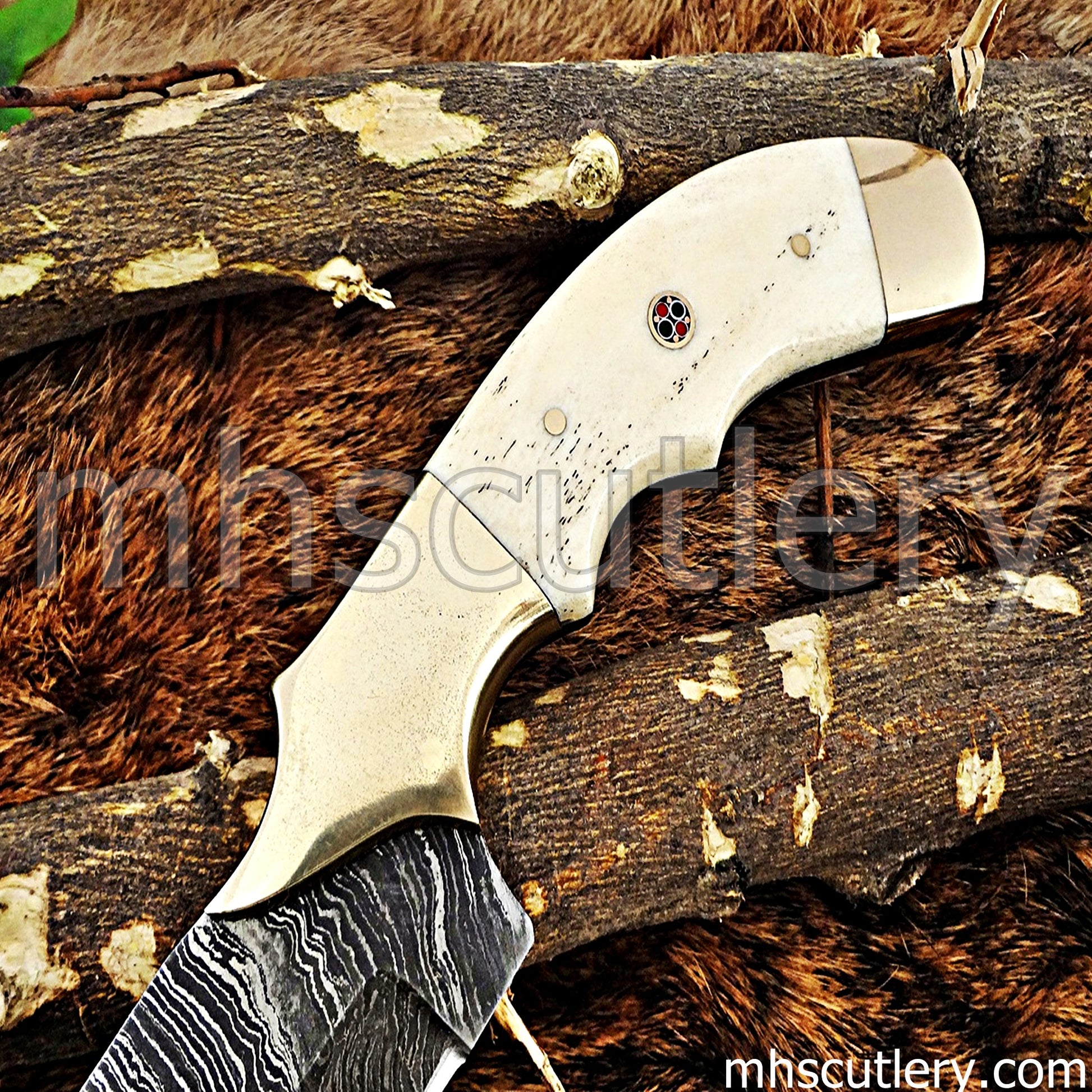 Damascus Steel Chef's Kitchen Knife / Bone Handle | mhscutlery