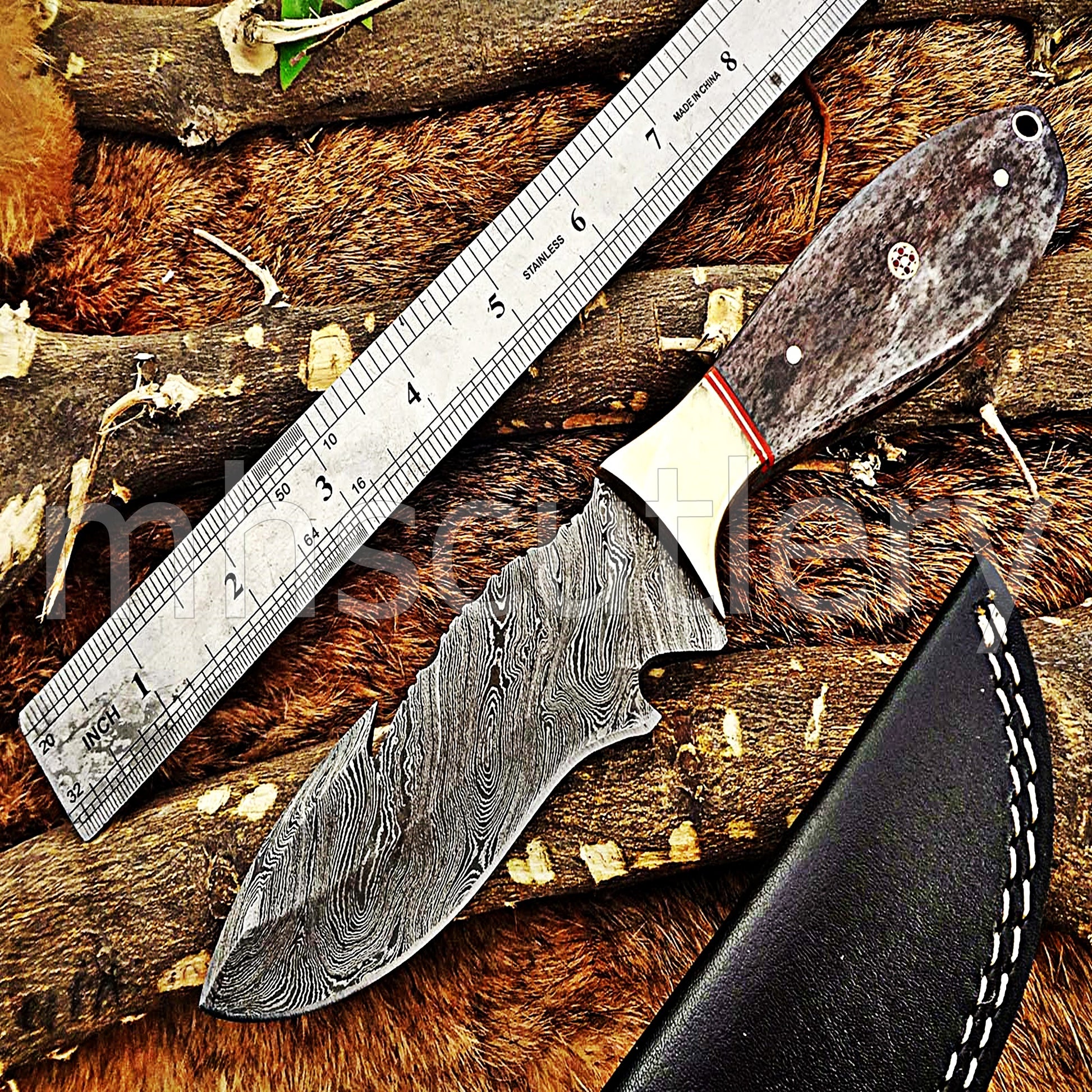 Damascus Steel Fancy Skinning Knife | mhscutlery