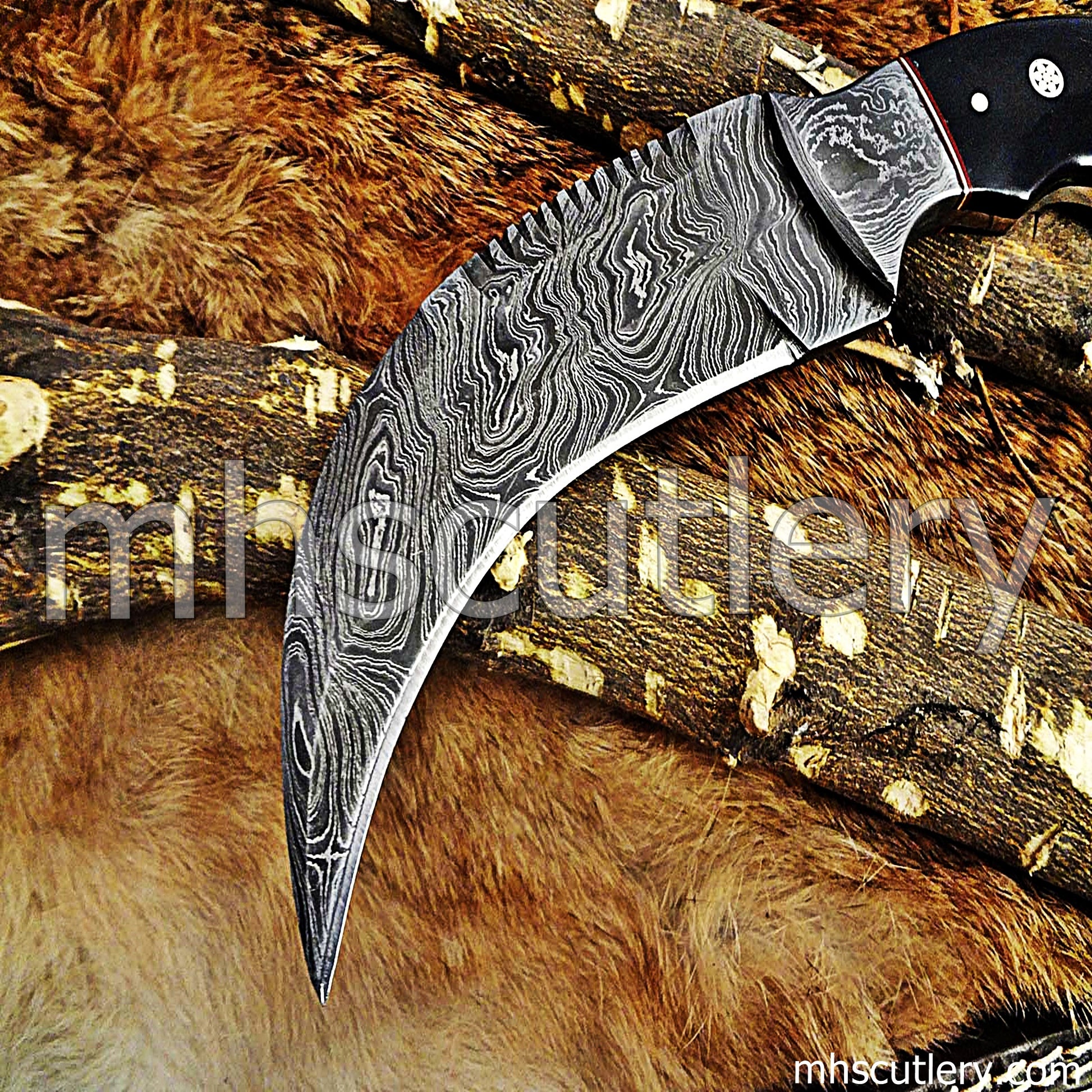 Handmade Damascus Steel Tactical Karambit Knife | mhscutlery