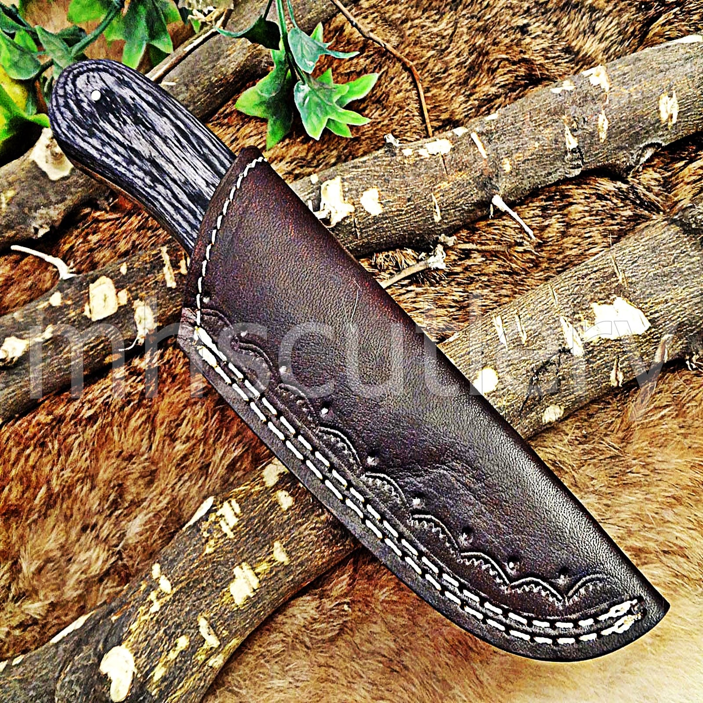 Damascus Steel Fancy Gut Hook Hunter Skinner Knife | mhscutlery