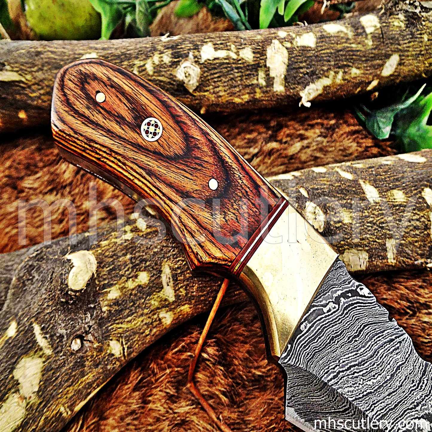 Damascus Steel Curved Skinner Knife | mhscutlery