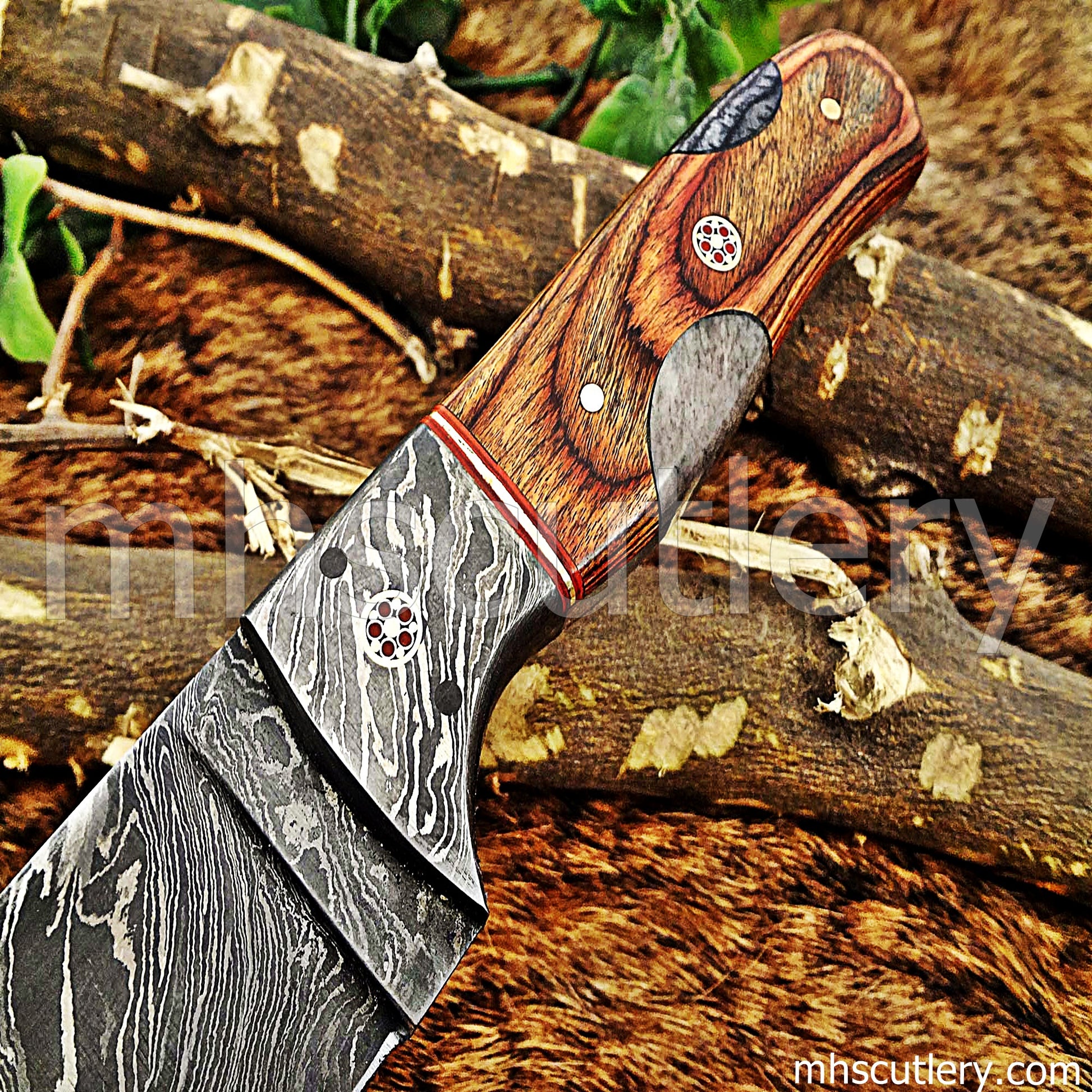 Hand Forged Damascus Steel Skinner Hunting Knife | mhscutlery