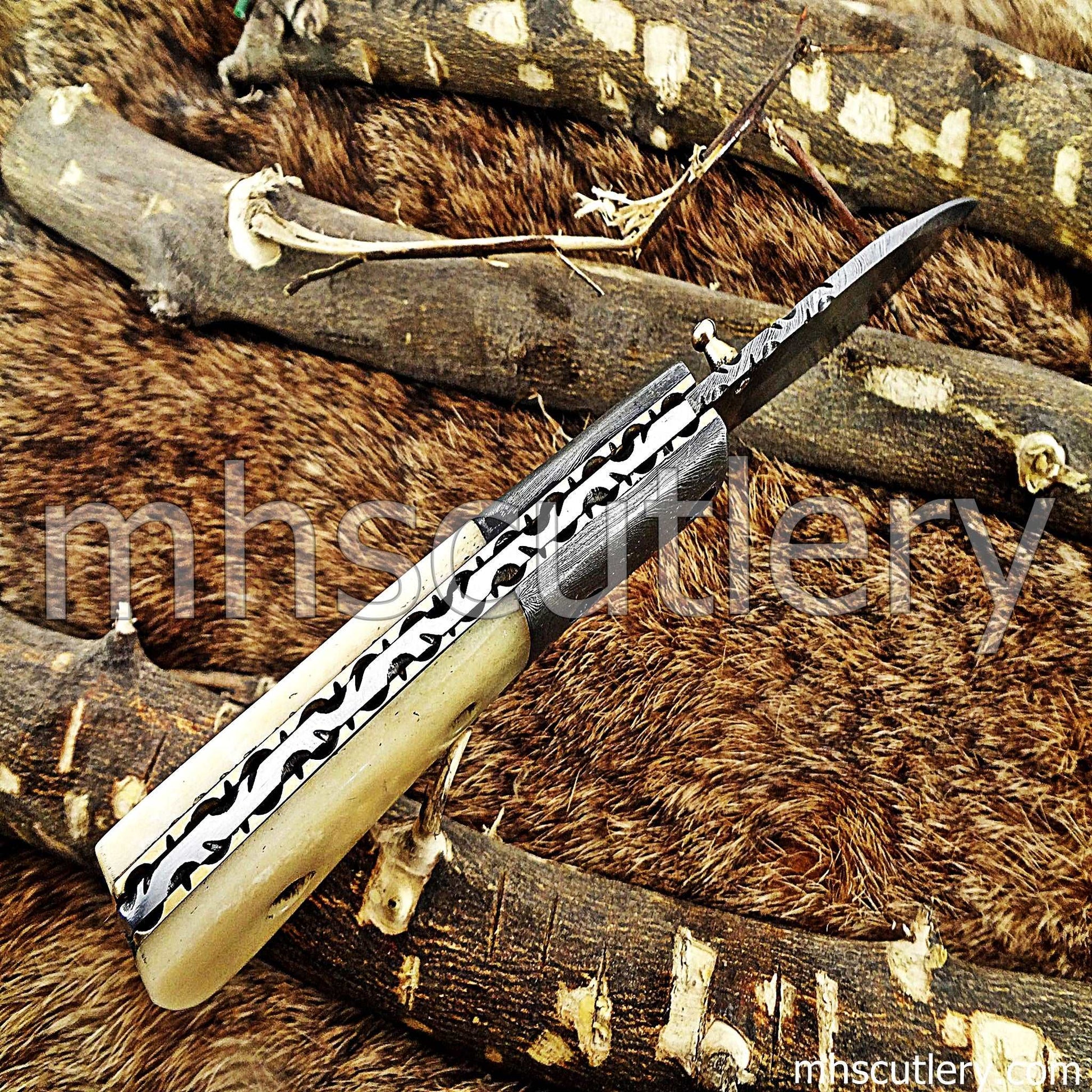 Custom Hand Forged Damascus Steel Gentlemen's Pocket EDC Knife | mhscutlery