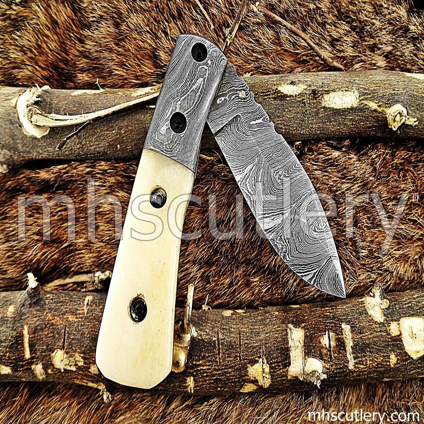 Custom Hand Forged Damascus Steel Gentlemen's Pocket EDC Knife | mhscutlery