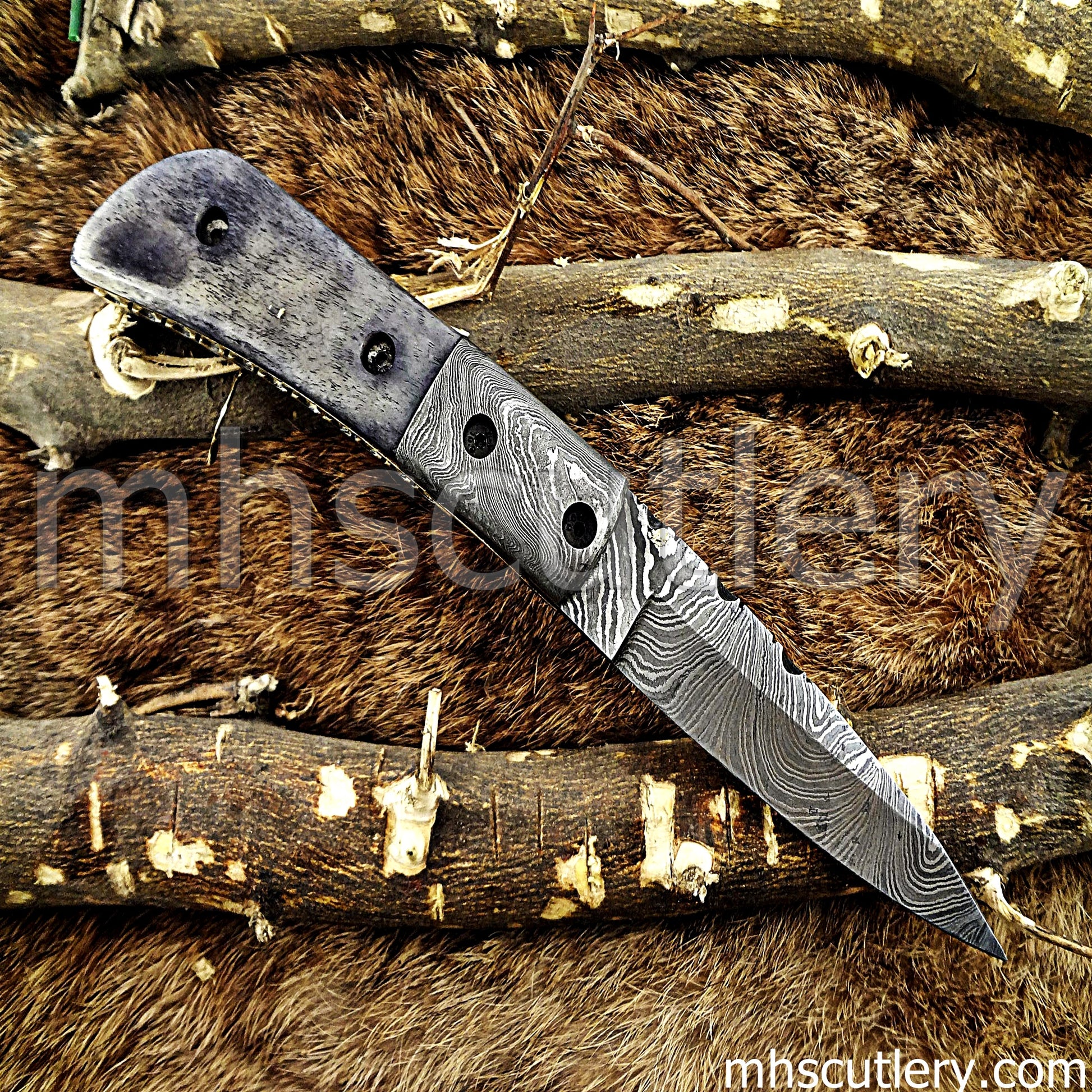Handmade Damascus Steel Folding Knife | mhscutlery