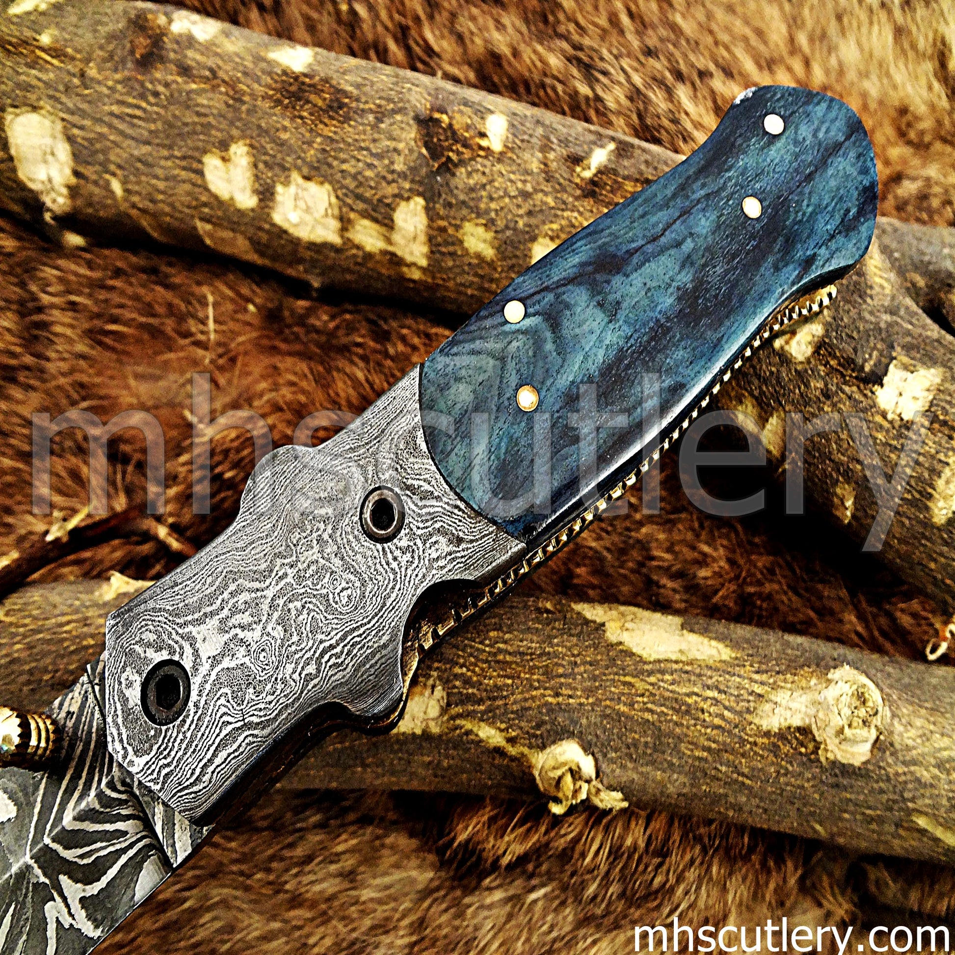 Hand Forged Damascus Steel Dagger Pocket Knife | mhscutlery