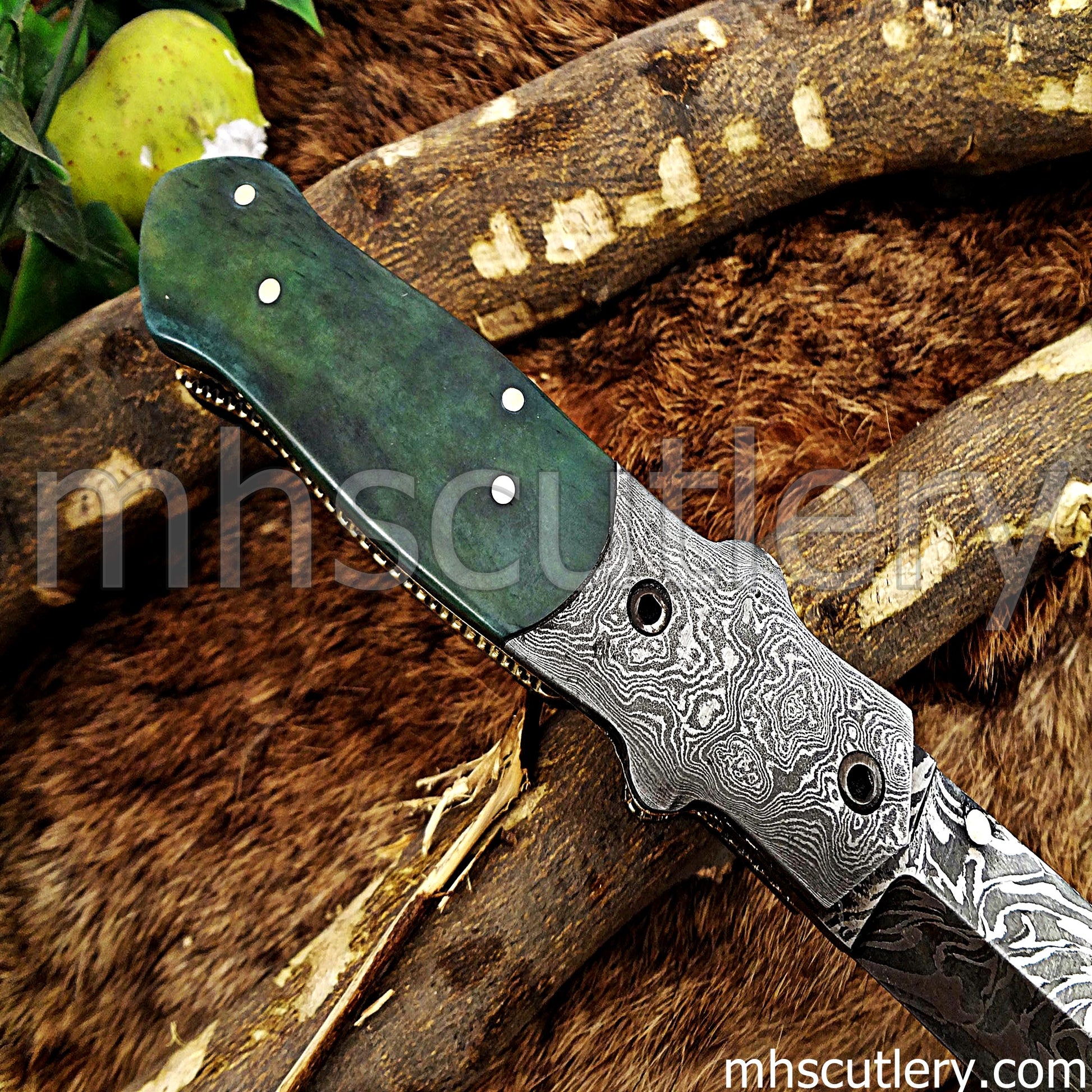 Hand Forged Damascus Steel Dagger Pocket Knife | mhscutlery