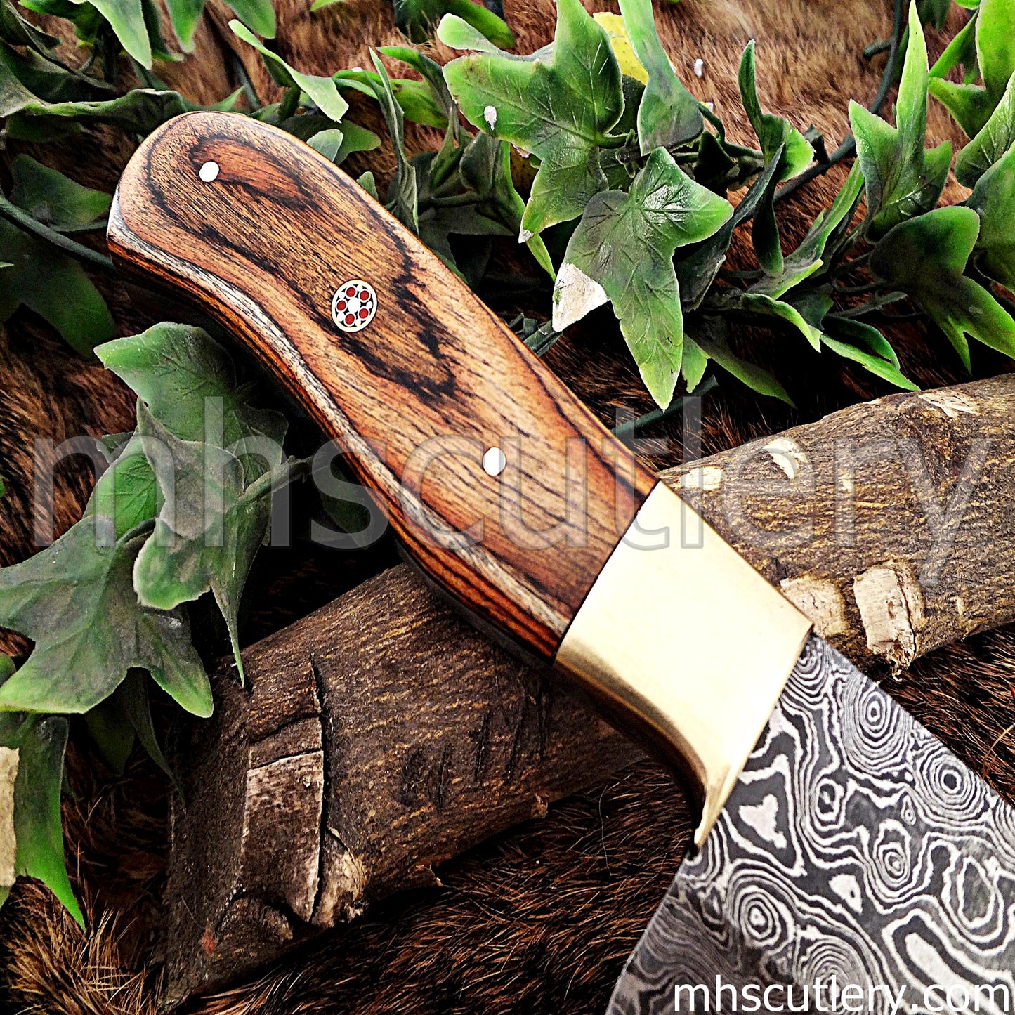 Custom Handmade Raindrop Damascus Steel Chef's Knife Knife | mhscutlery