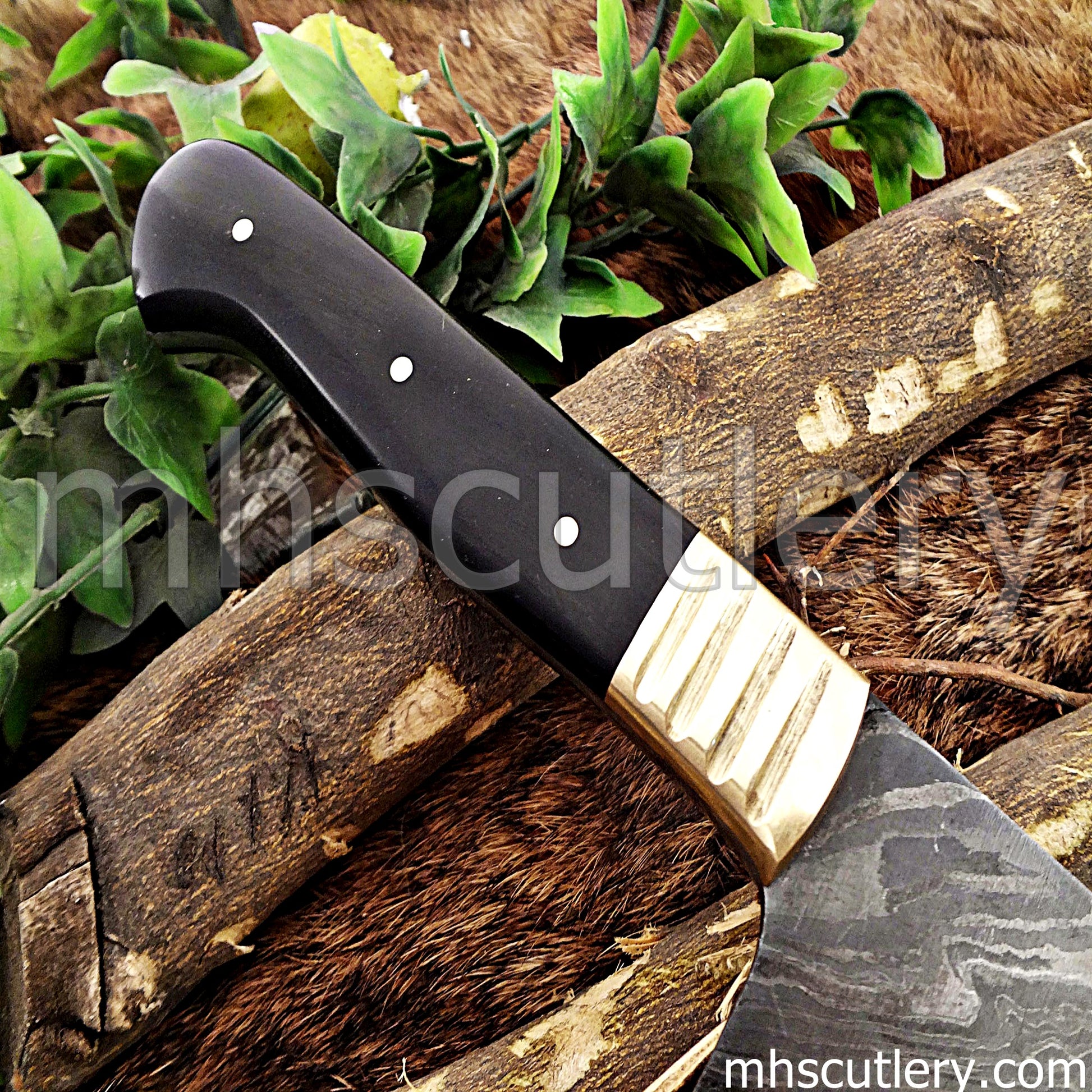 Damascus Steel Traditional Kitchen's Chef Knife / Bull Horn Handle | mhscutlery