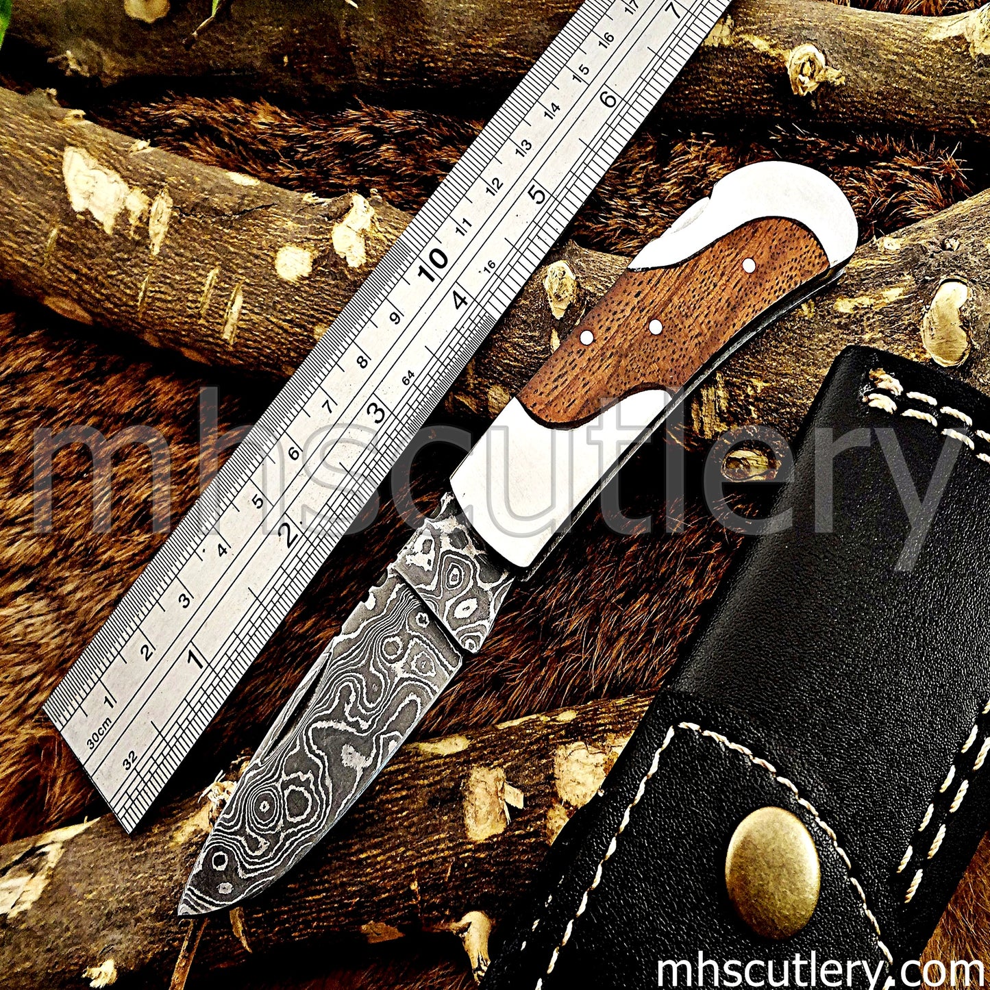 Handmade Damascus Steel Mini Folding Knife | mhscutlery