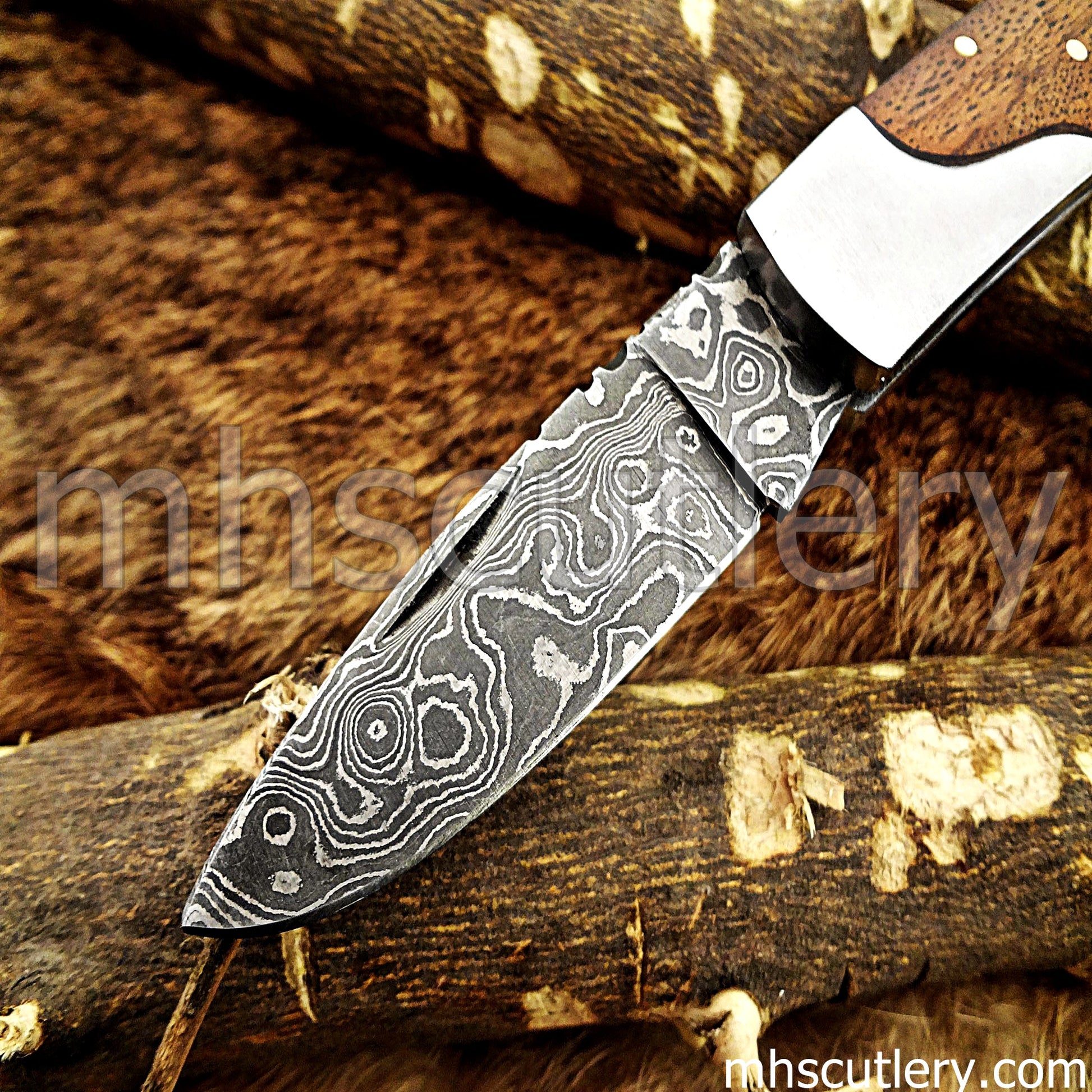 Handmade Damascus Steel Mini Folding Knife | mhscutlery