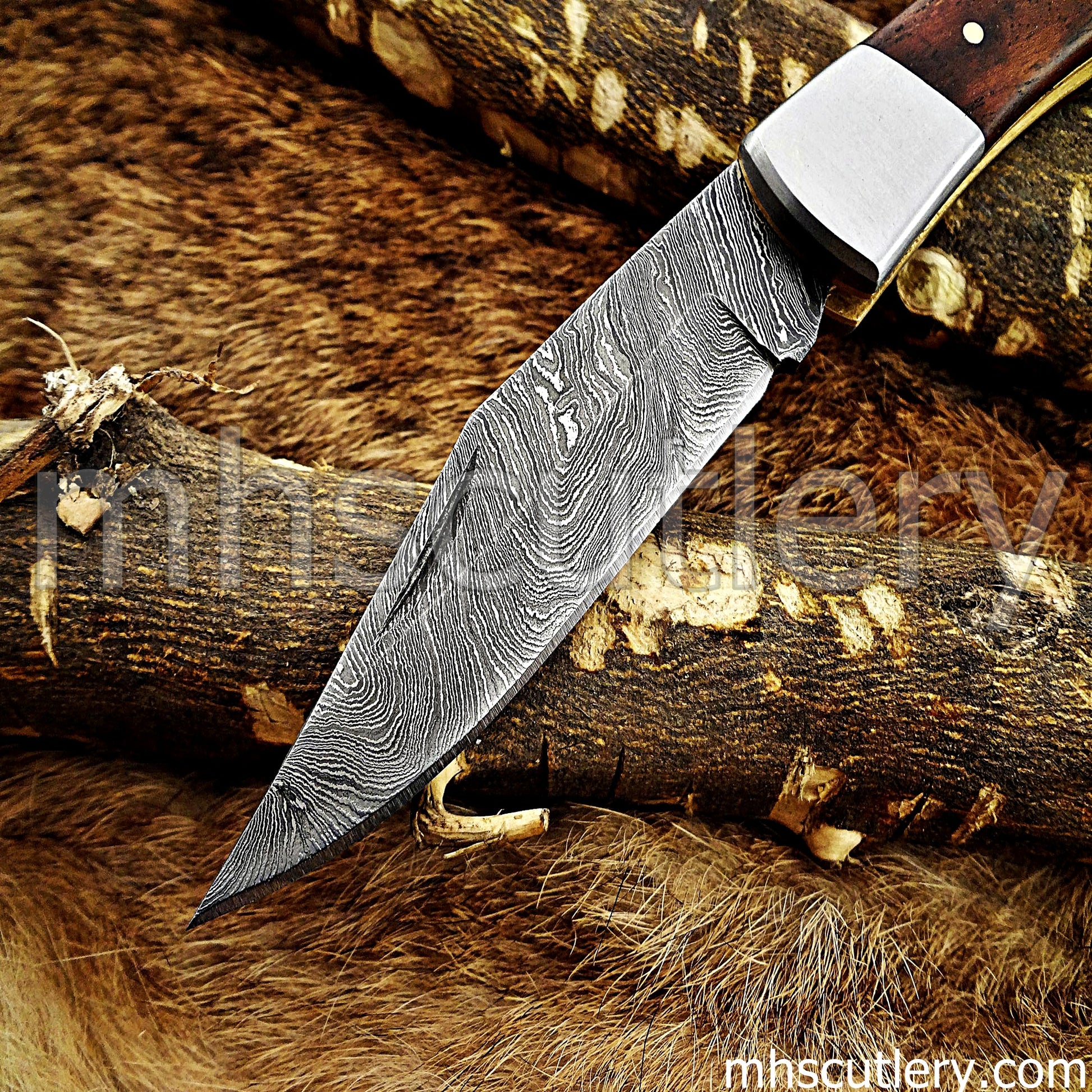 Damascus Steel Traditional Folding Knife | mhscutlery