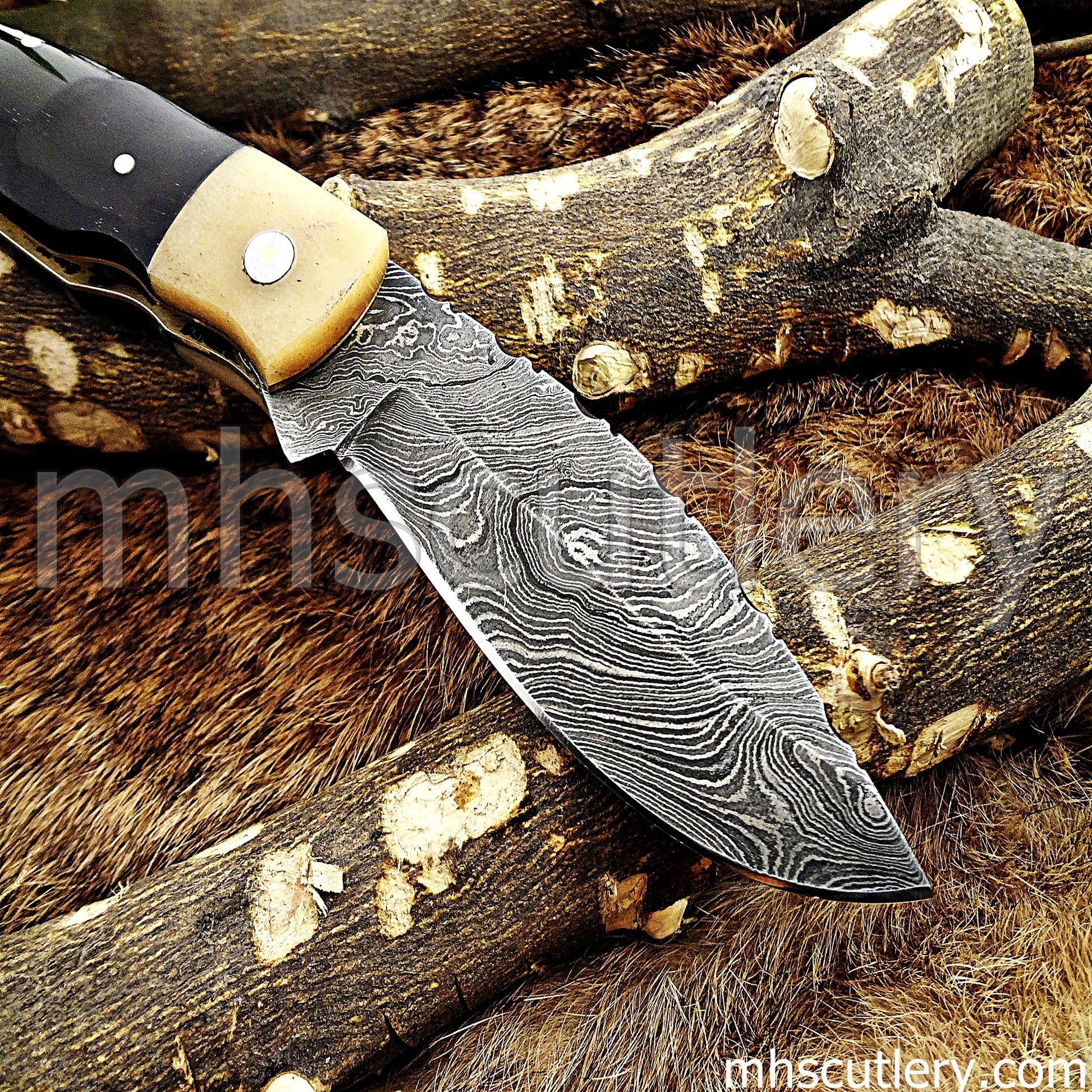 Damascus Steel Classic Pocket Knife | mhscutlery