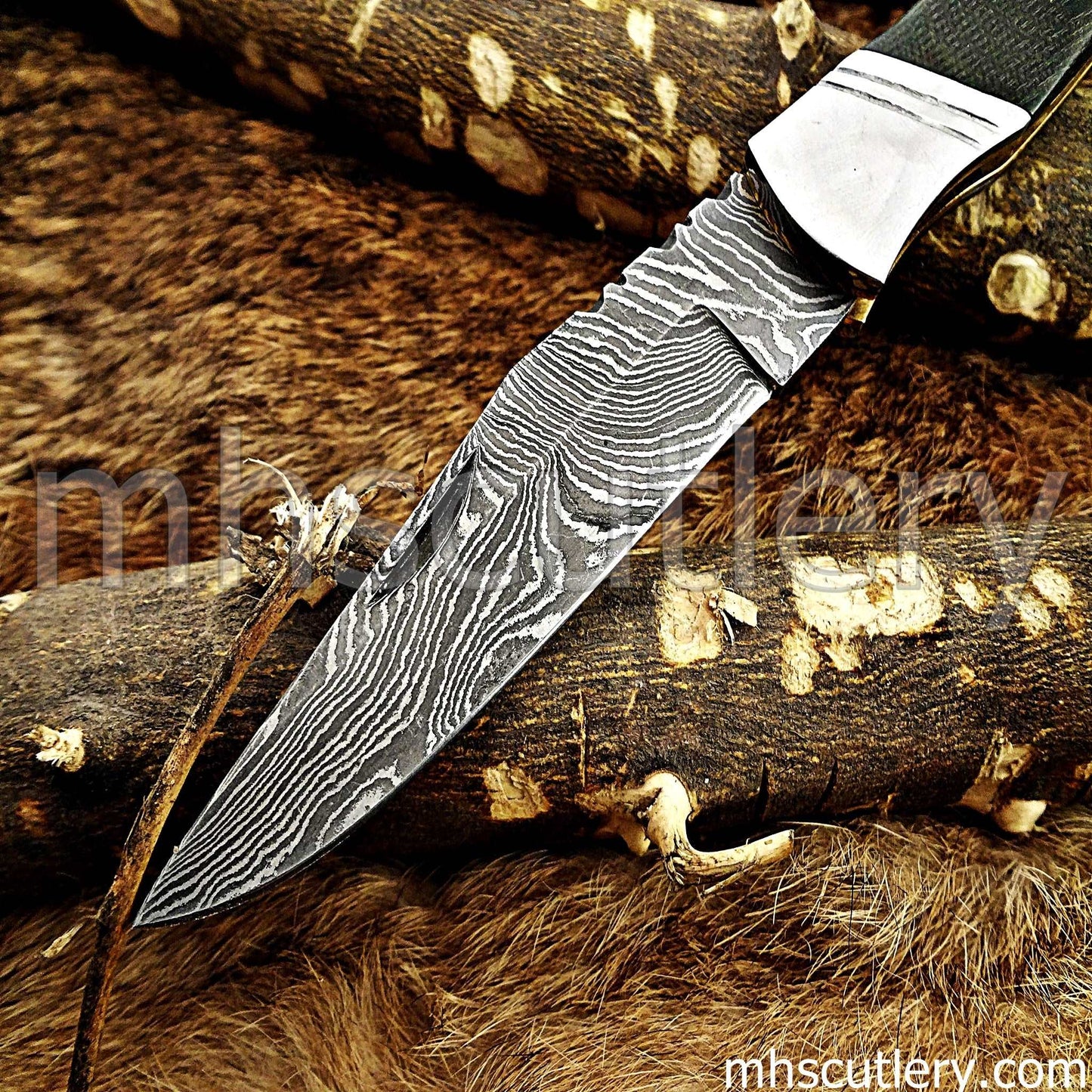 Custom Hand Forged Damascus Steel French Corkscrew Folding Pocket Knife | mhscutlery