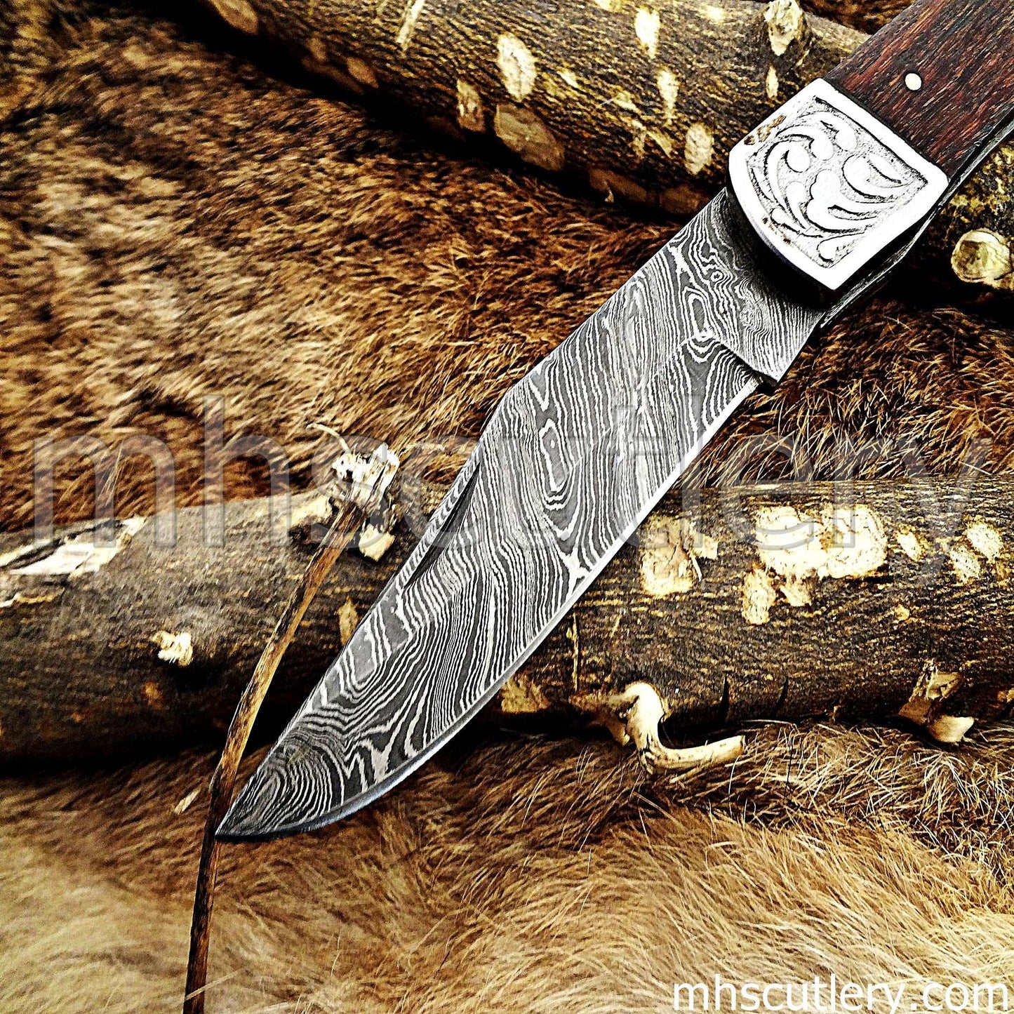 Custom Hand Forged Damascus Steel Classic Folding Pocket Knife | mhscutlery