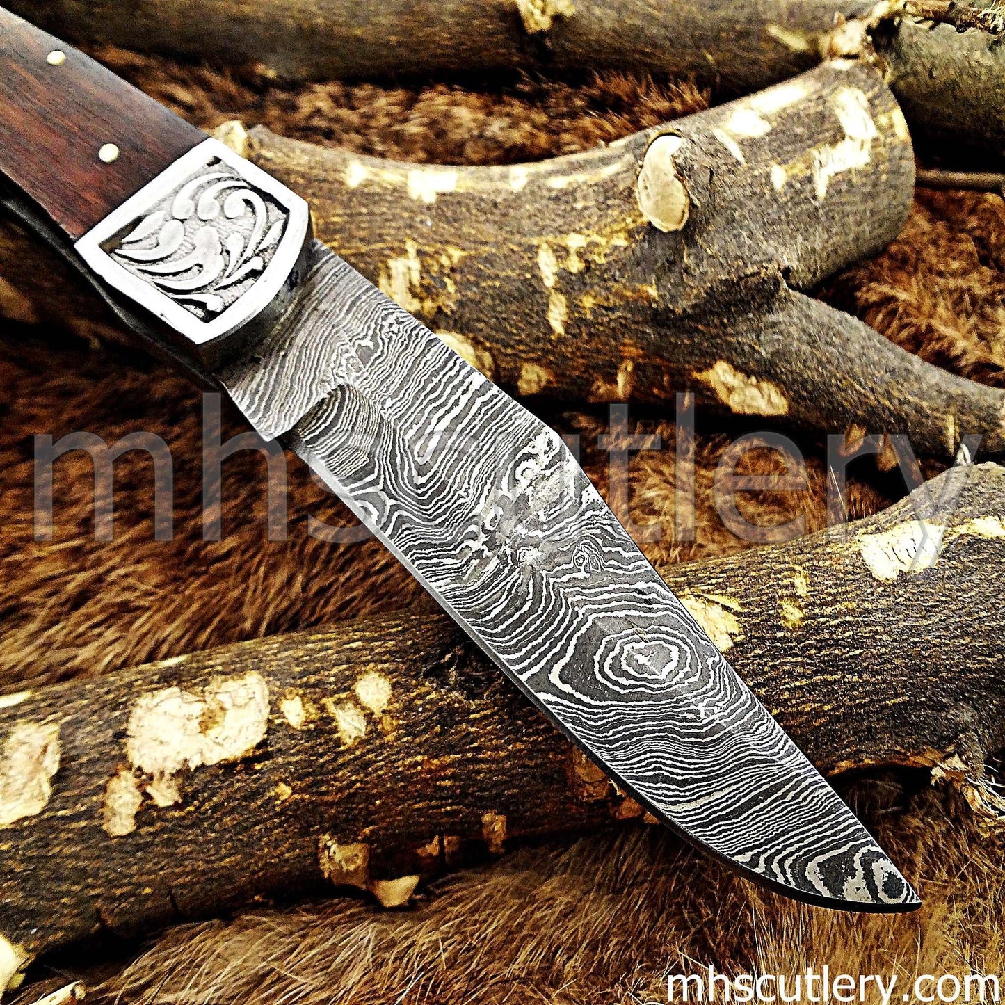 Custom Hand Forged Damascus Steel Classic Folding Pocket Knife | mhscutlery