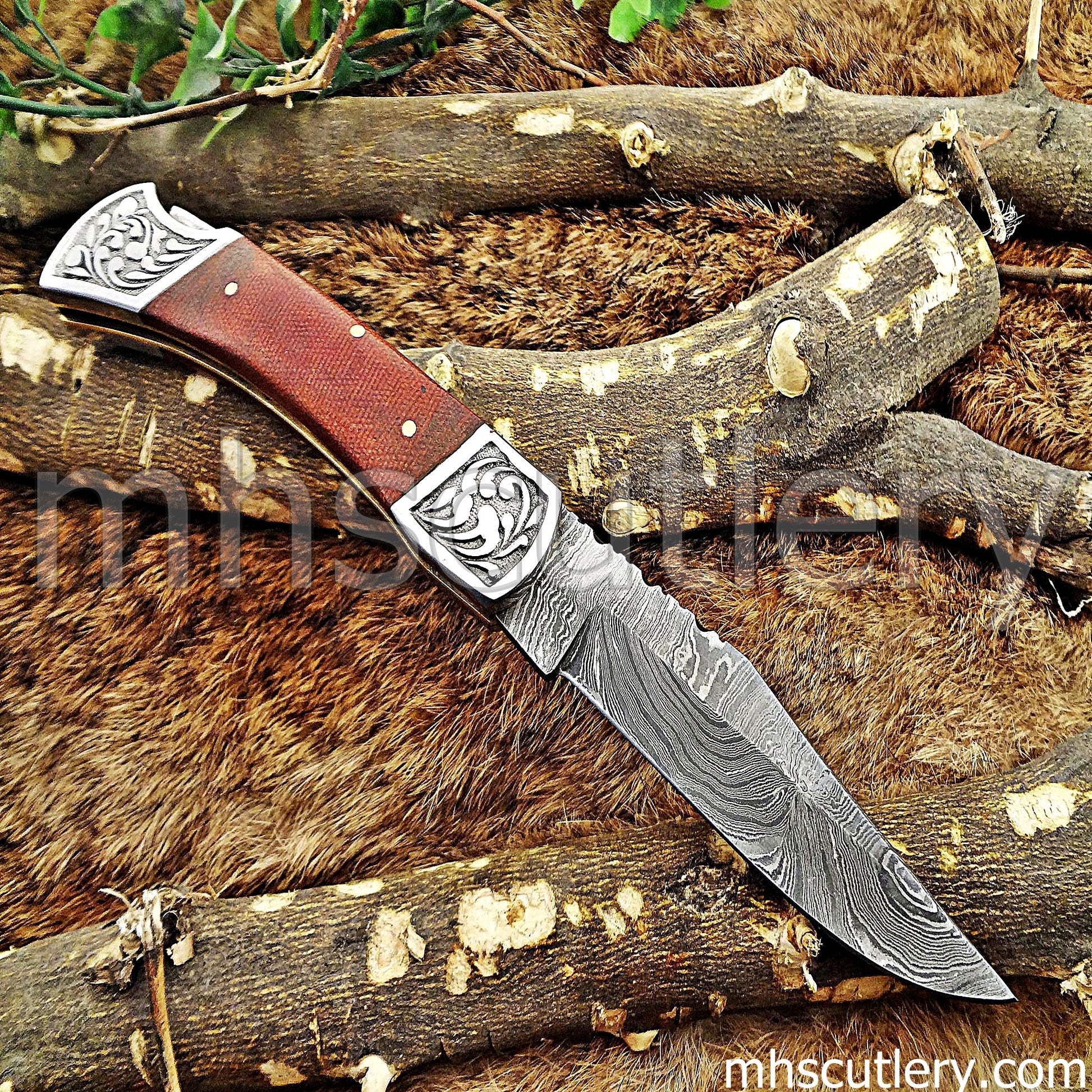 Custom Hand Forged Damascus Steel Traditional Folding Pocket Knife | mhscutlery