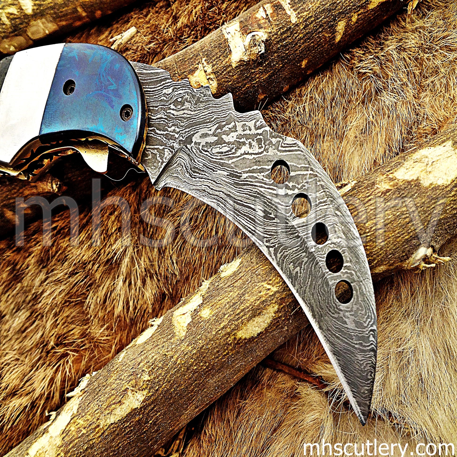 Damascus Steel Folding Karambit Pocket Knife | mhscutlery