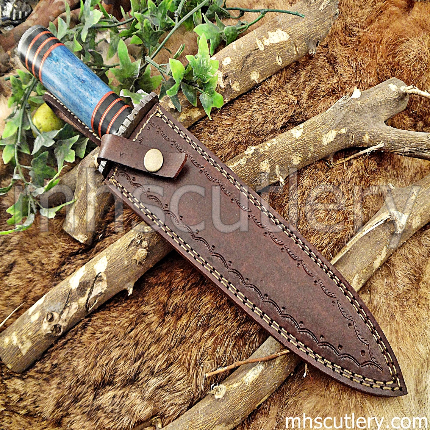 Hand Forged Damascus Steel Combat Dagger Knife | mhscutlery