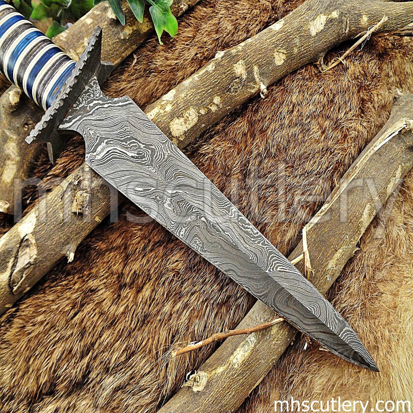 Custom Hand Forged Damascus Steel Survival Dagger | mhscutlery