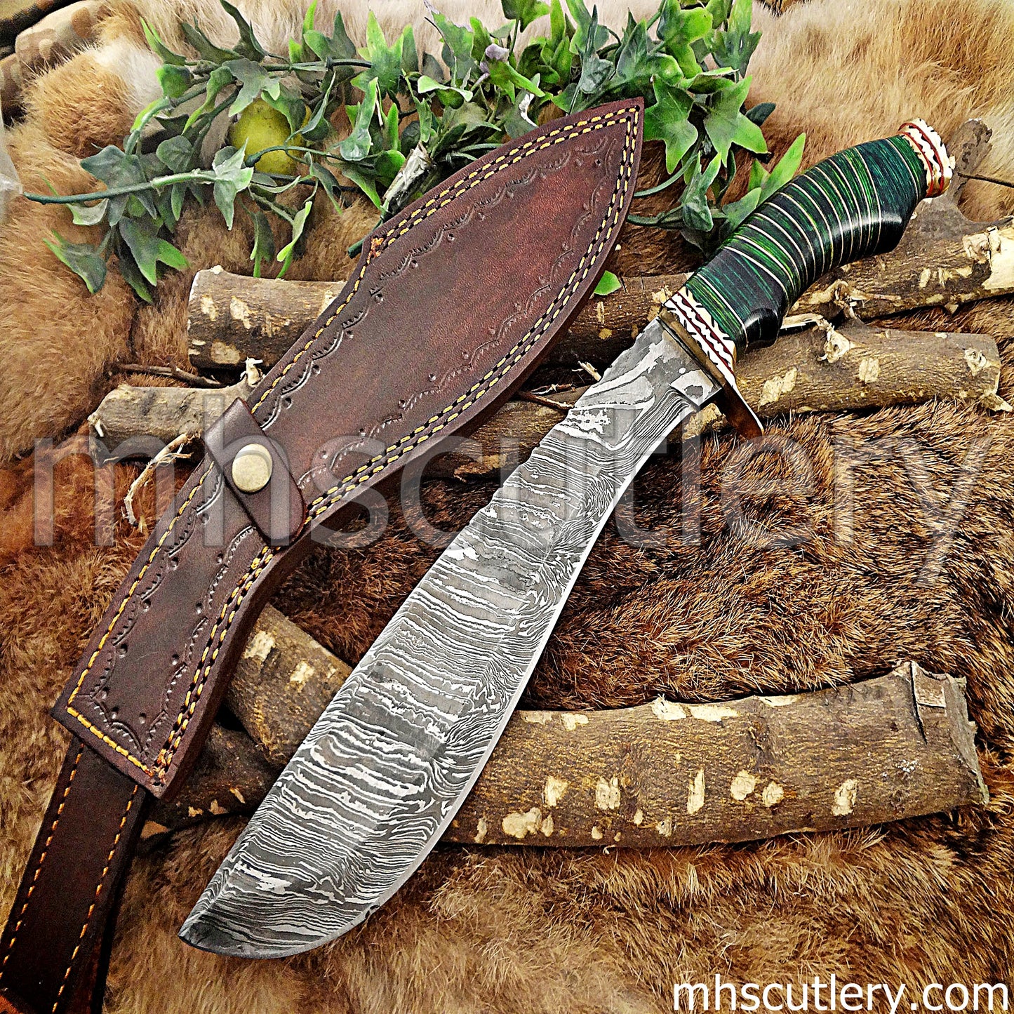 Handmade Damascus Steel Hunter Kukri Knife | mhscutlery