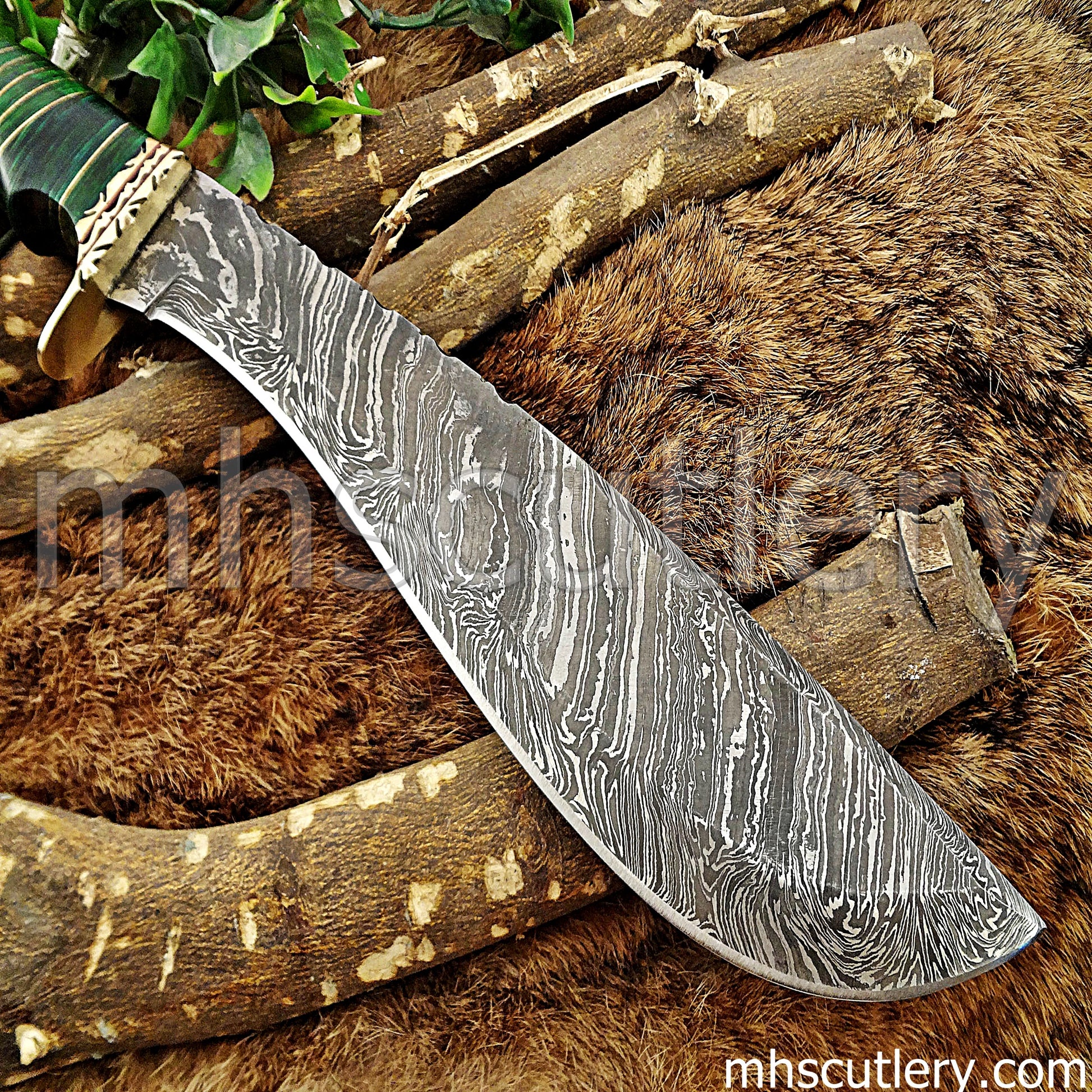 Handmade Damascus Steel Hunter Kukri Knife | mhscutlery