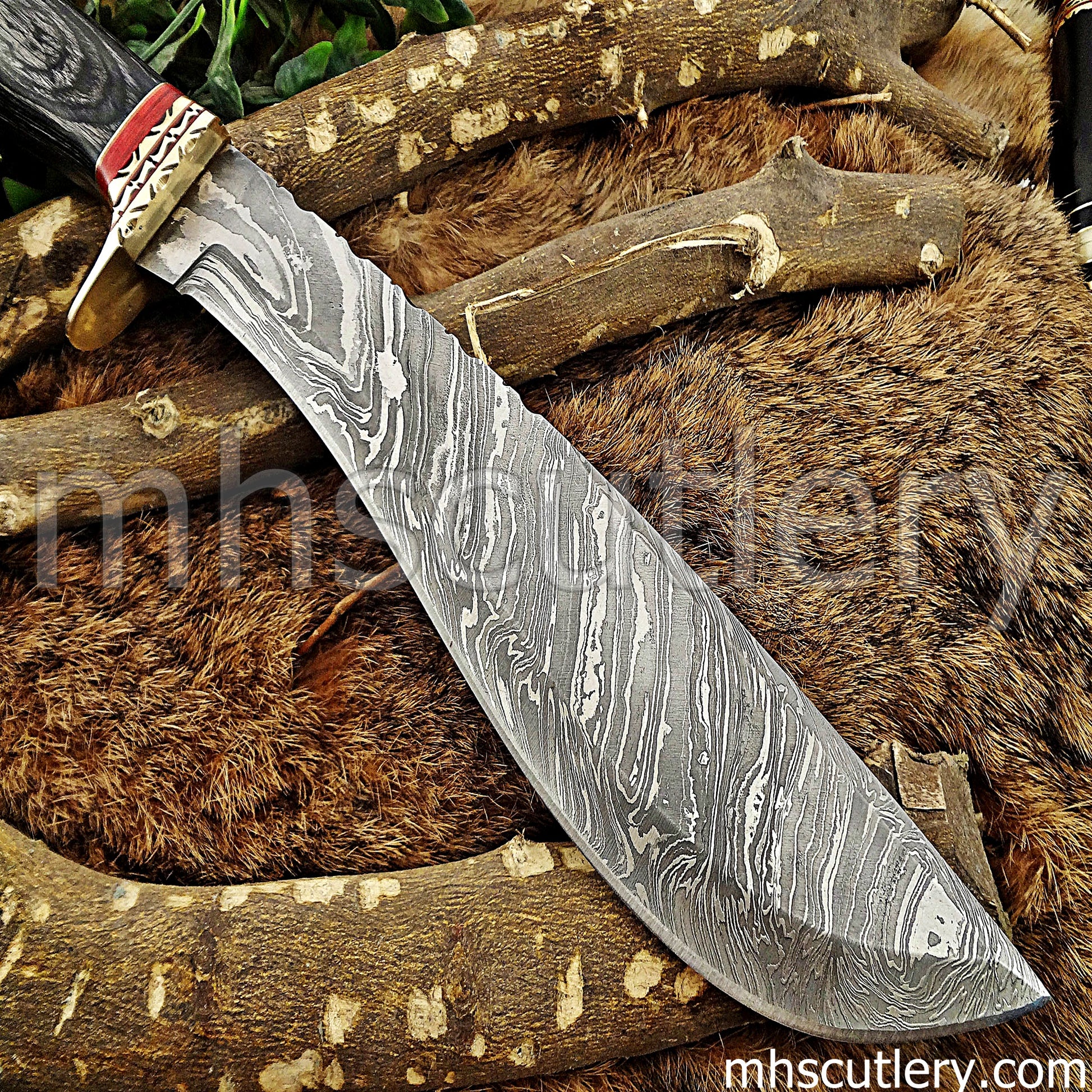 Custom Handmade Damascus Steel Tactical Machete | mhscutlery