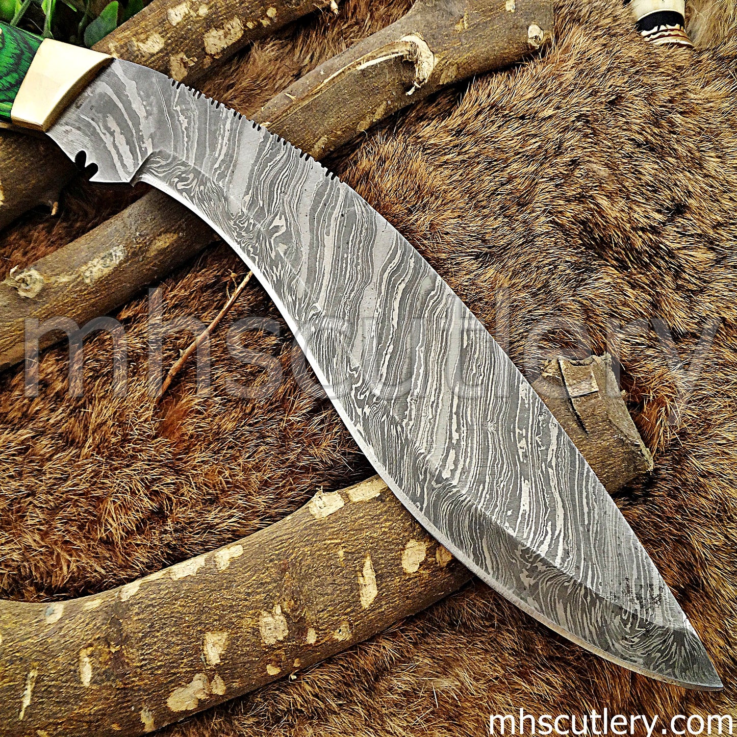 Damascus Steel Hunting Kukri Machete Knife | mhscutlery