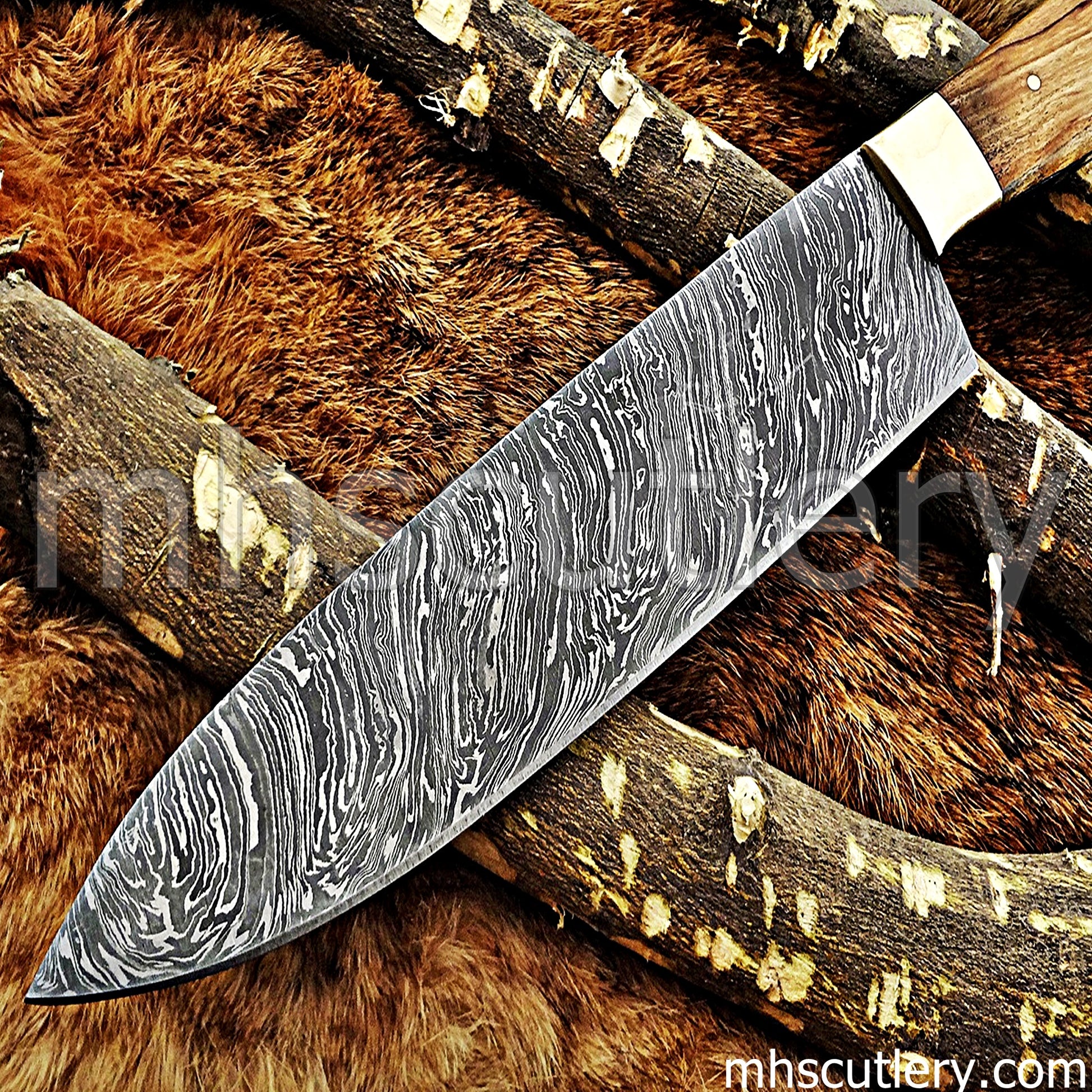 Handmade Damascus Steel Kitchen Knife / Koa Handle | mhscutlery