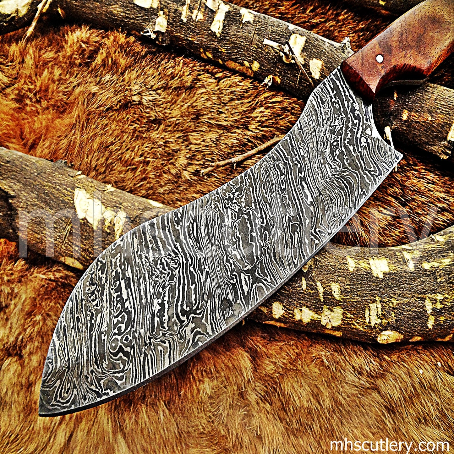 Hand Forged Damascus Steel Chef Cleaver | mhscutlery