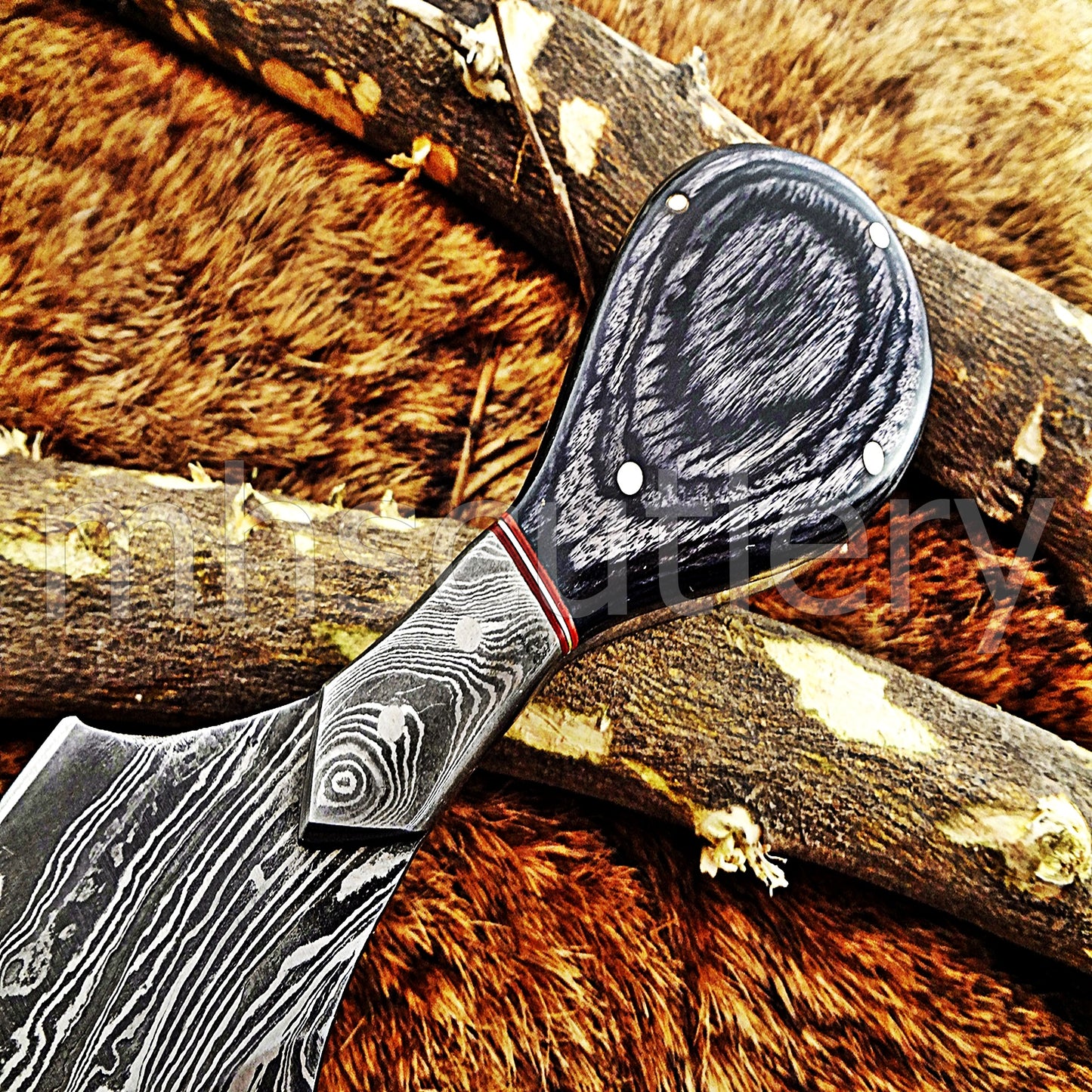 Handmade Damascus Steel Tactical Push Dagger With Pakka Wood Handle | mhscutlery