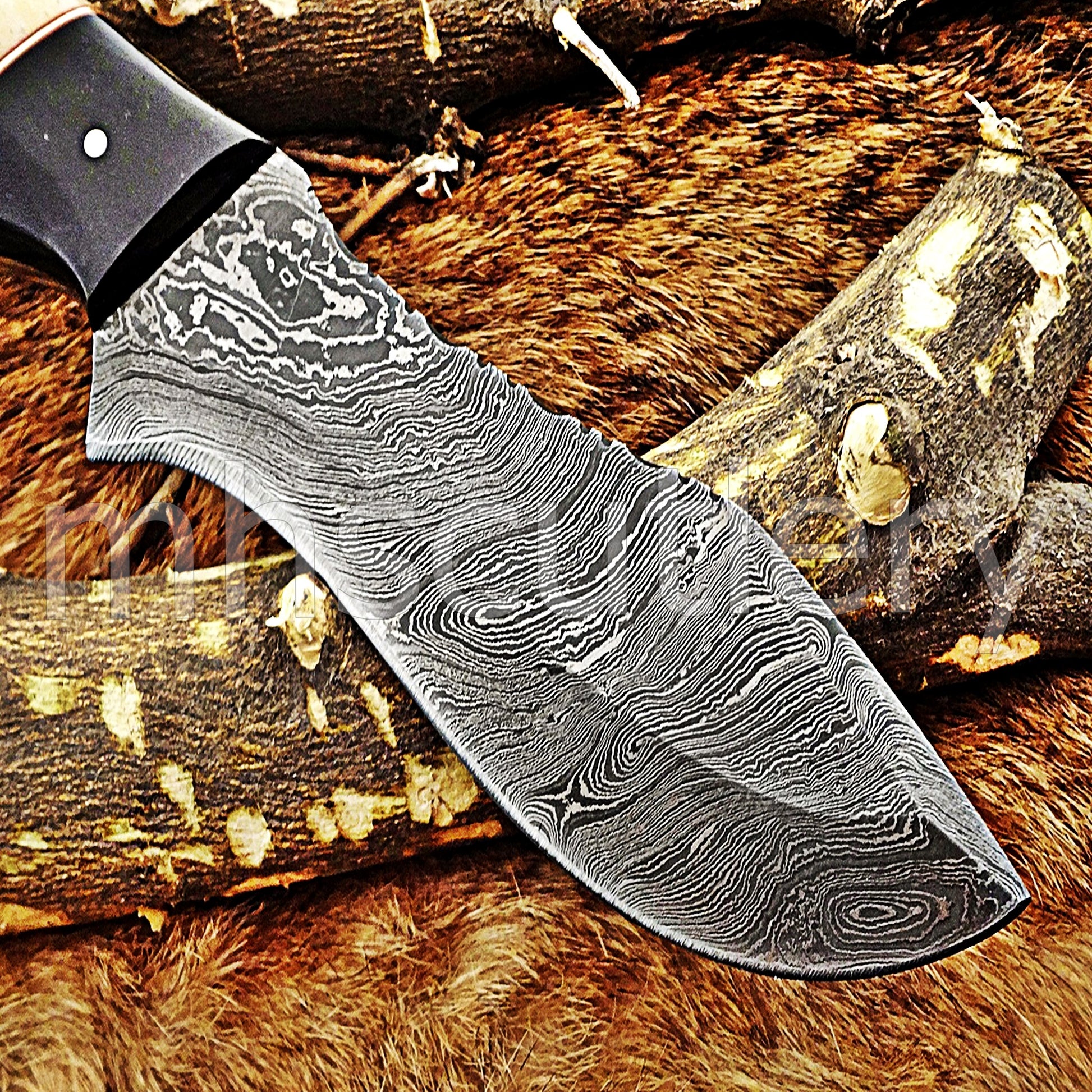 Custom Made Damascus Steel Tactical Hunter Skinning Knife | mhscutlery