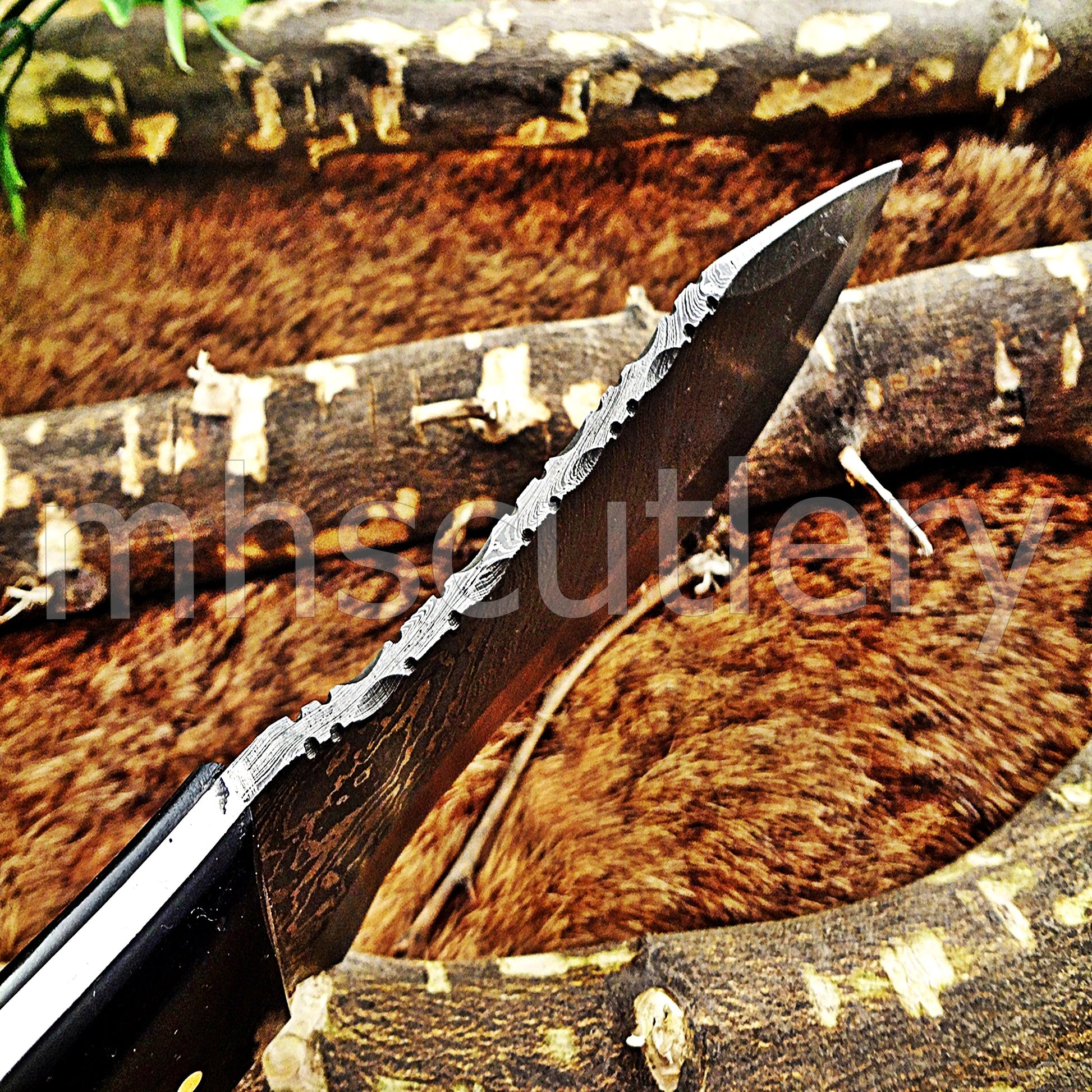 Custom Made Damascus Steel Tactical Hunter Skinning Knife | mhscutlery